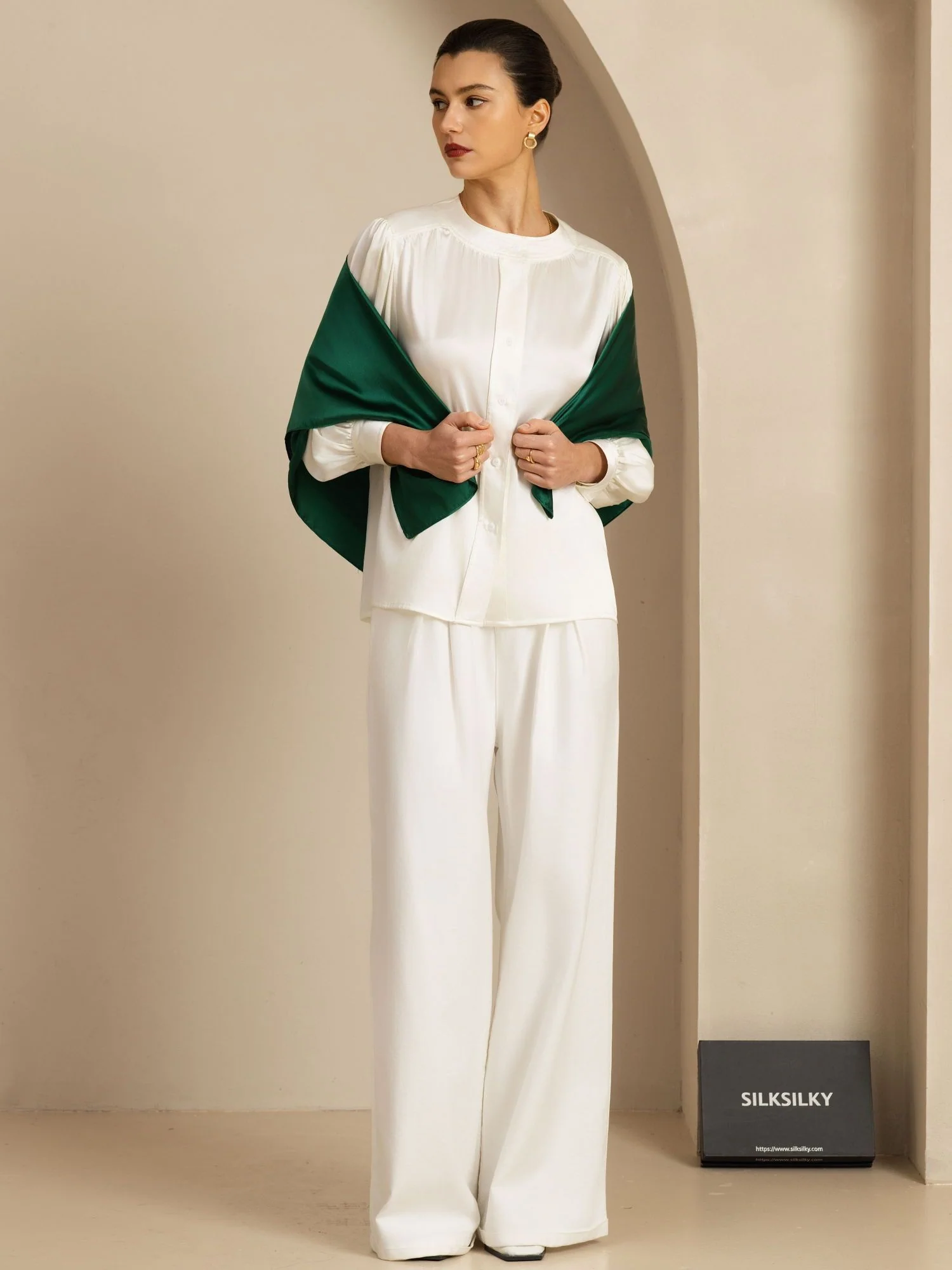 Pure Silk Classic  Elegant Square Scarf - Size 90x90cm - Image 37