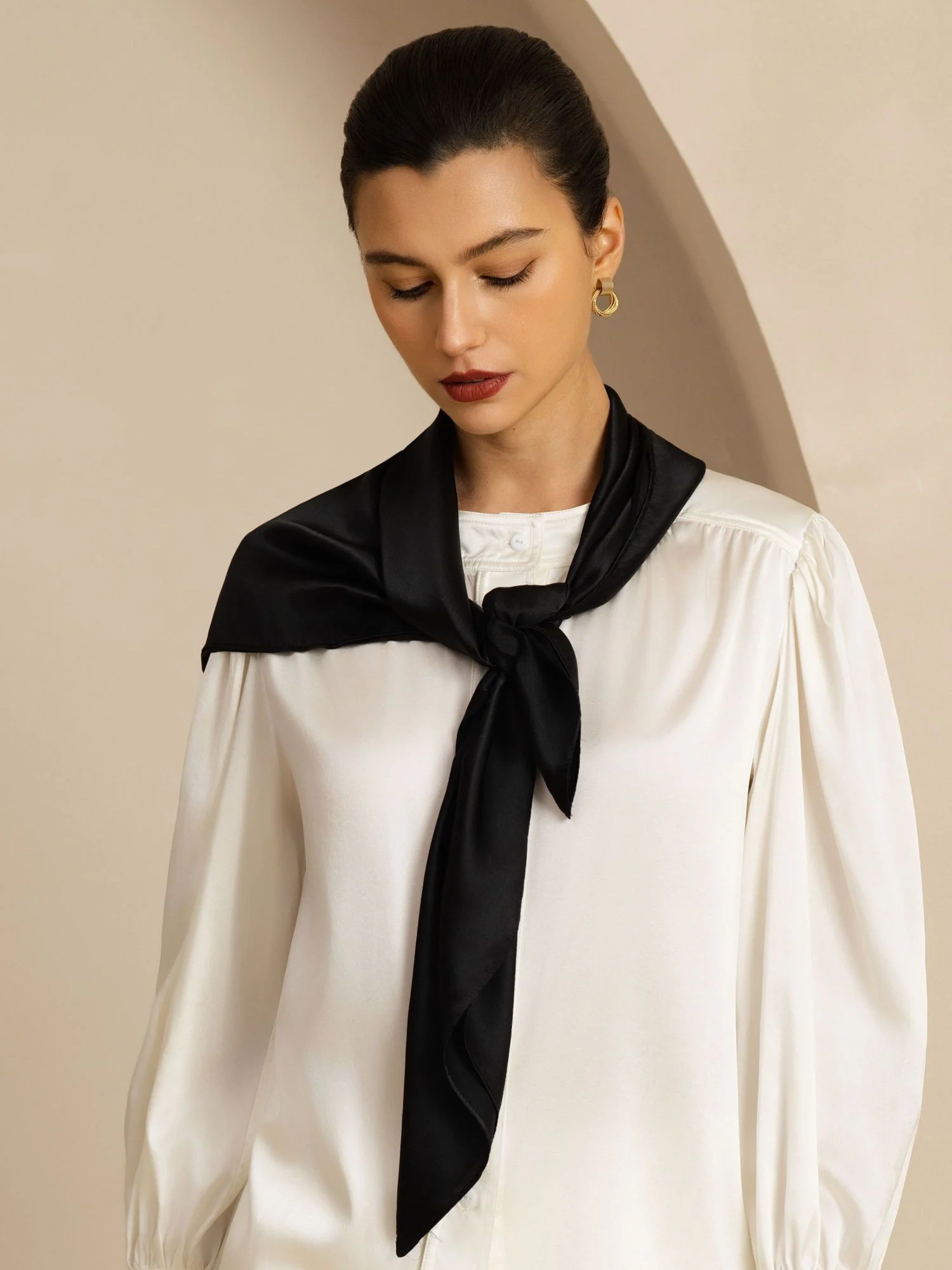 Pure Silk Classic  Elegant Square Scarf - Size 90x90cm - Image 6