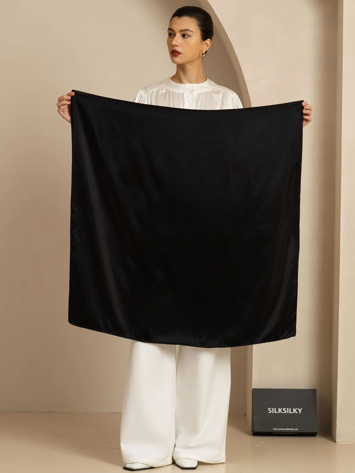 Pure Silk Classic  Elegant Square Scarf - Size 90x90cm - Image 7