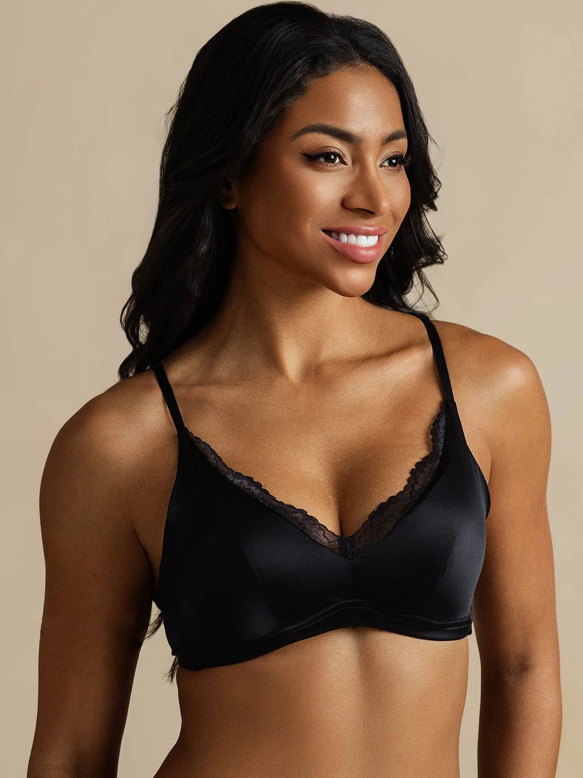Pure Silk Classic Lace Trim Wireless Bra - Image 16
