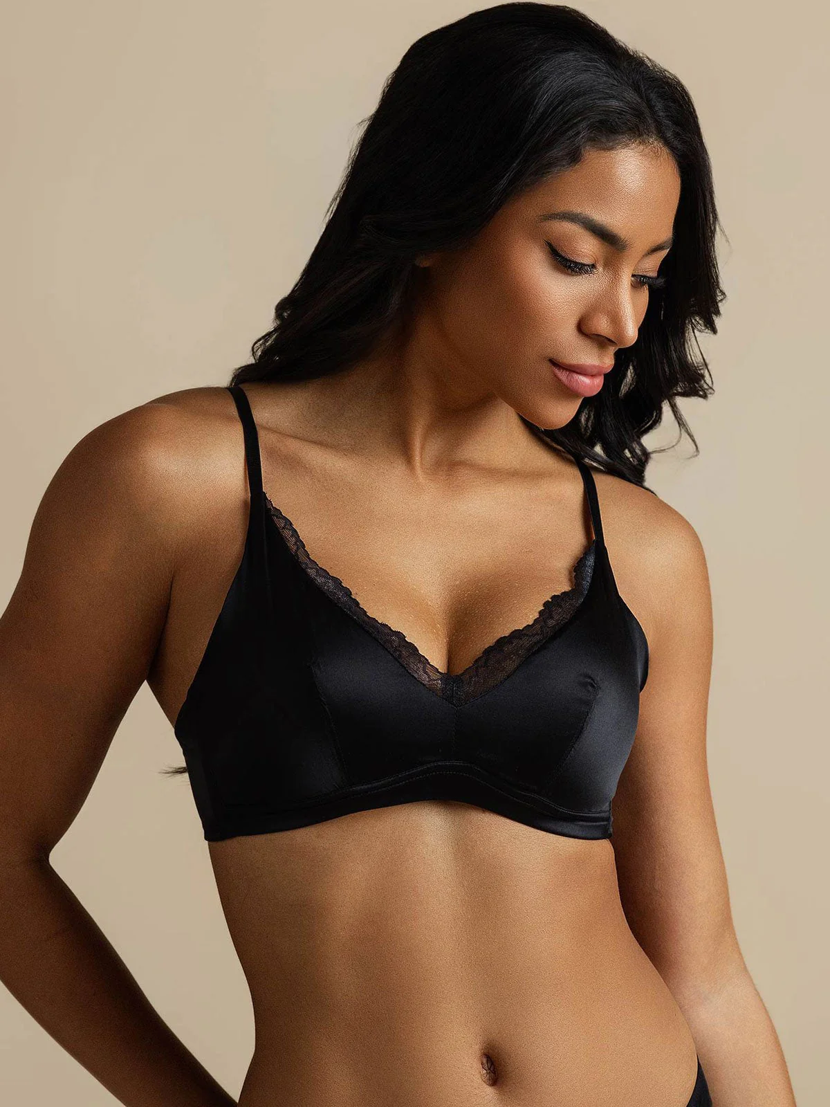 Pure Silk Classic Lace Trim Wireless Bra - Image 18