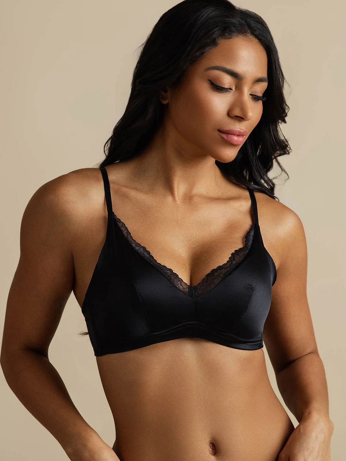 Pure Silk Classic Lace Trim Wireless Bra - Image 21