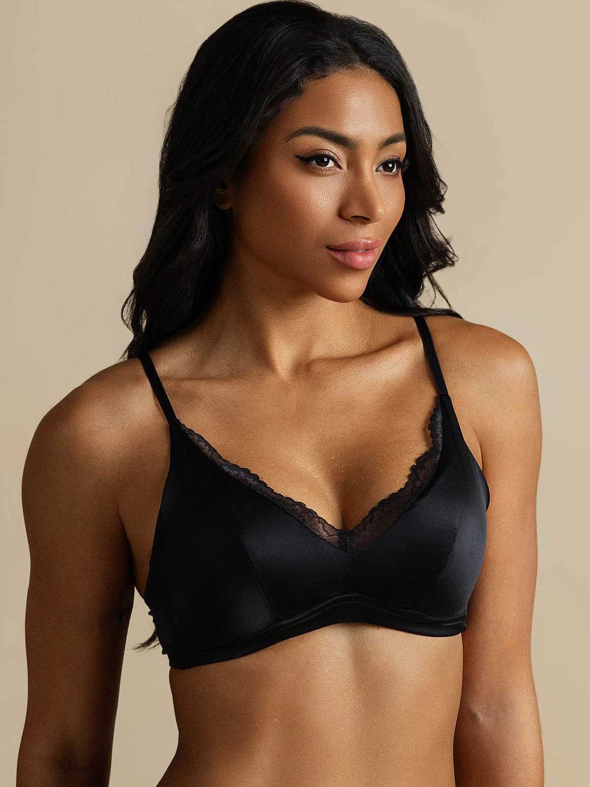 Pure Silk Classic Lace Trim Wireless Bra - Image 22