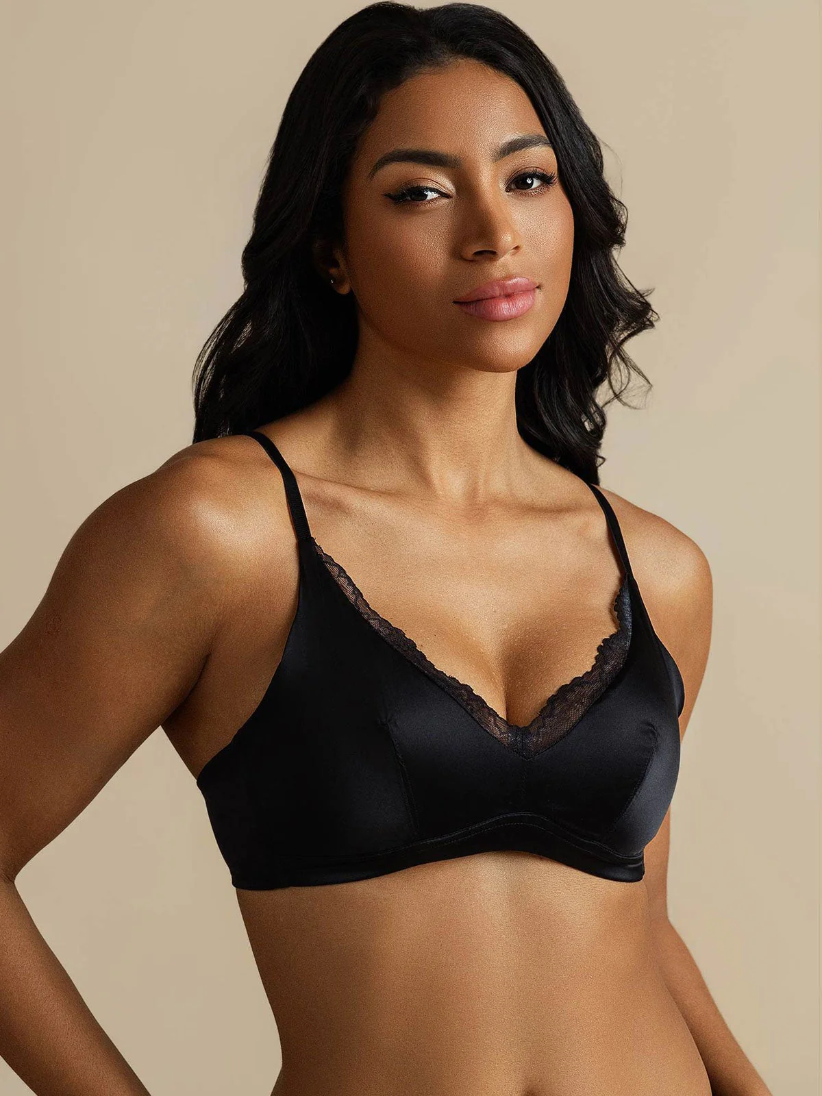 Pure Silk Classic Lace Trim Wireless Bra - Image 23