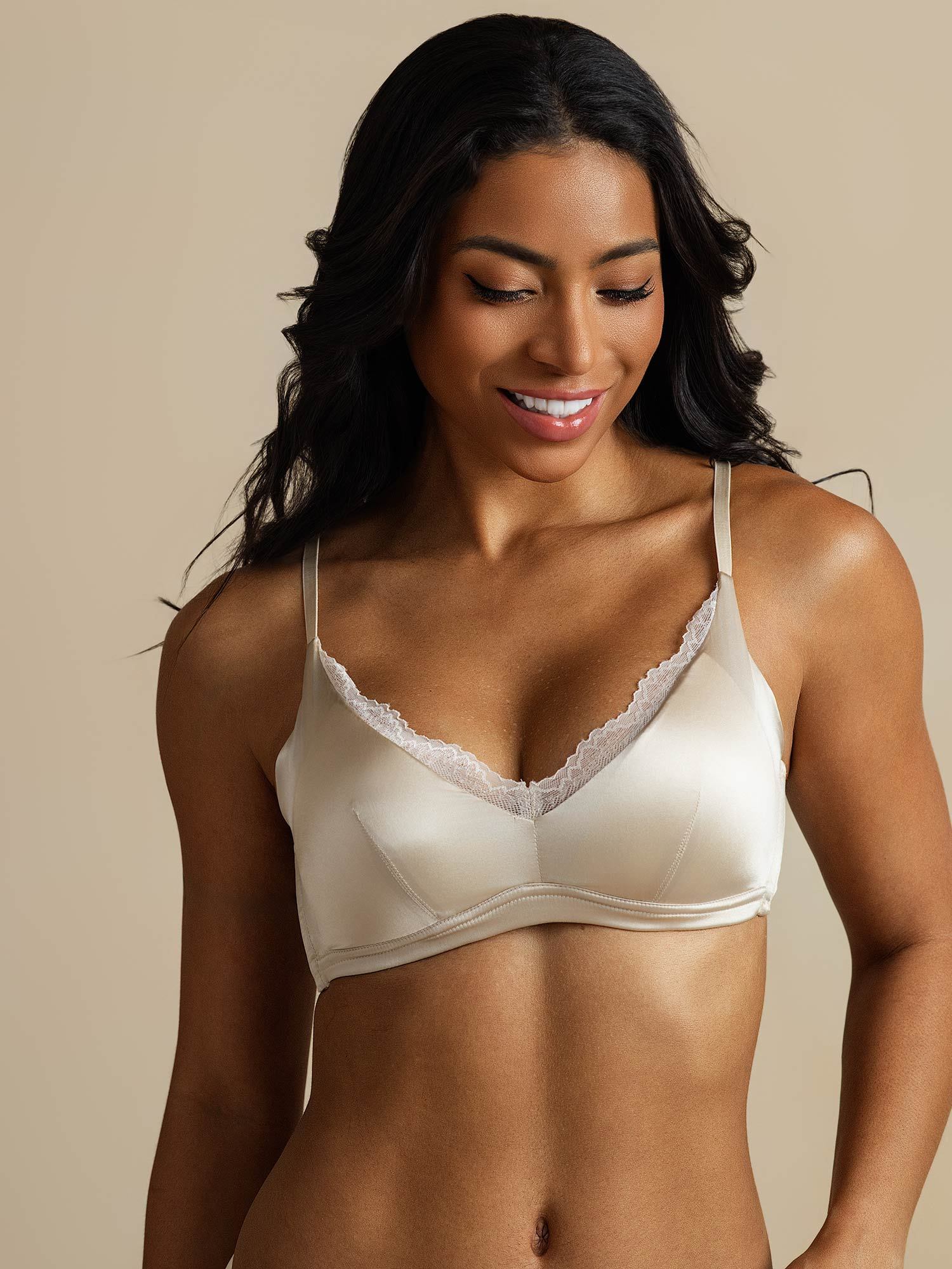 Pure Silk Classic Lace Trim Wireless Bra - Image 8