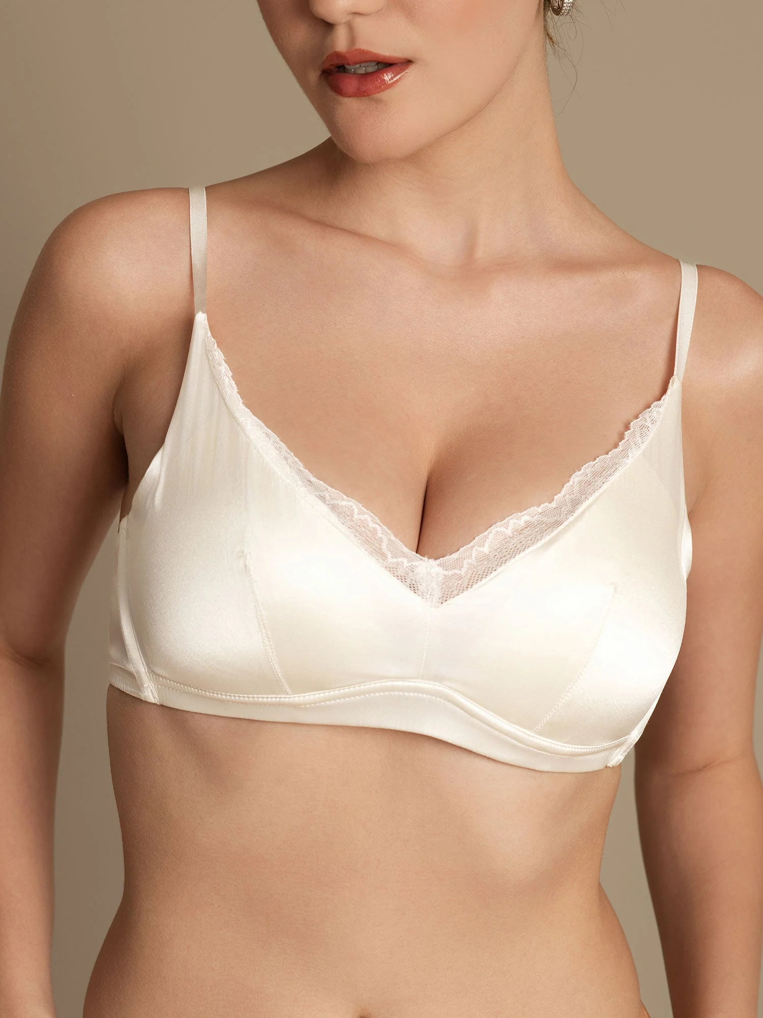 Pure Silk Classic Lace Trim Wireless Bra - Image 9