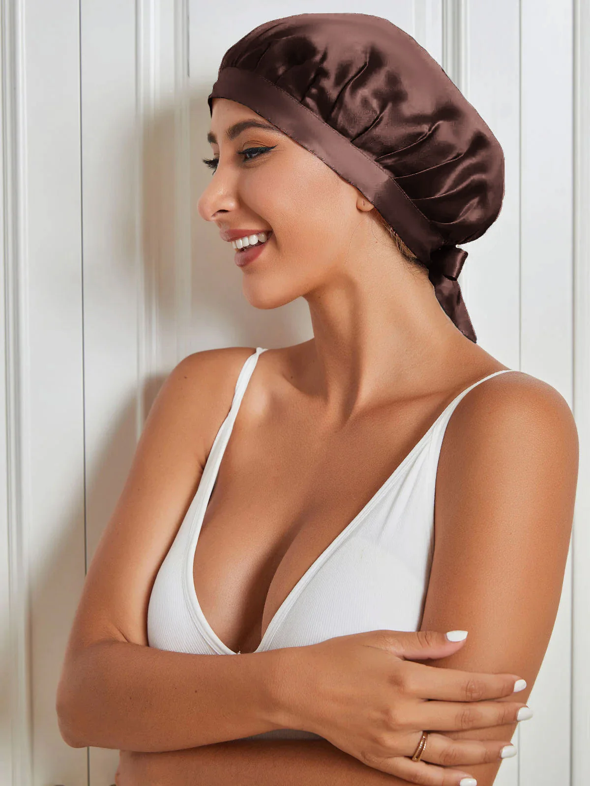 Pure Silk Classic Bonnet with Ribbons - Image 15