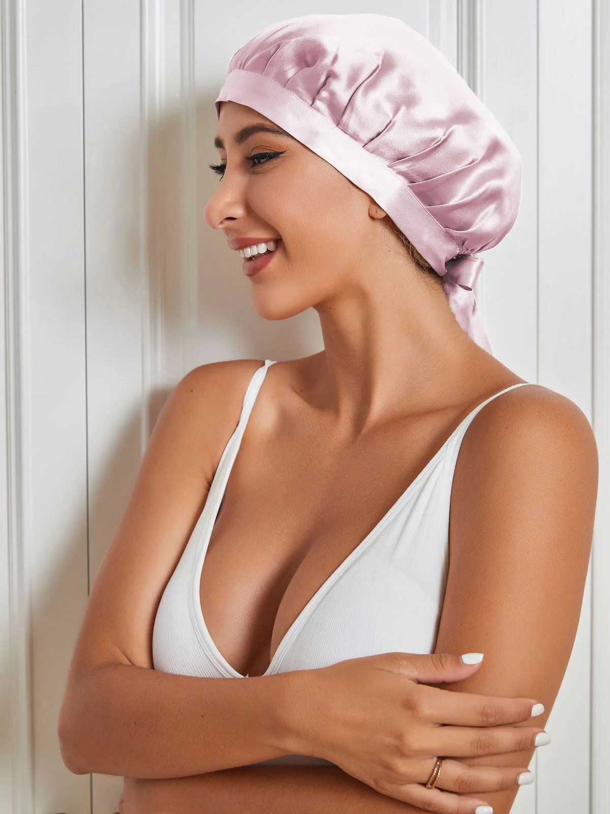 Pure Silk Classic Bonnet with Ribbons - Image 23