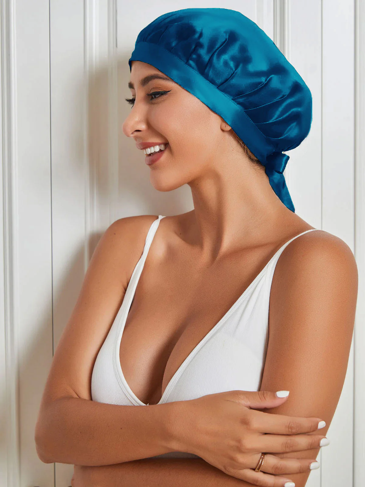 Pure Silk Classic Bonnet with Ribbons - Image 48
