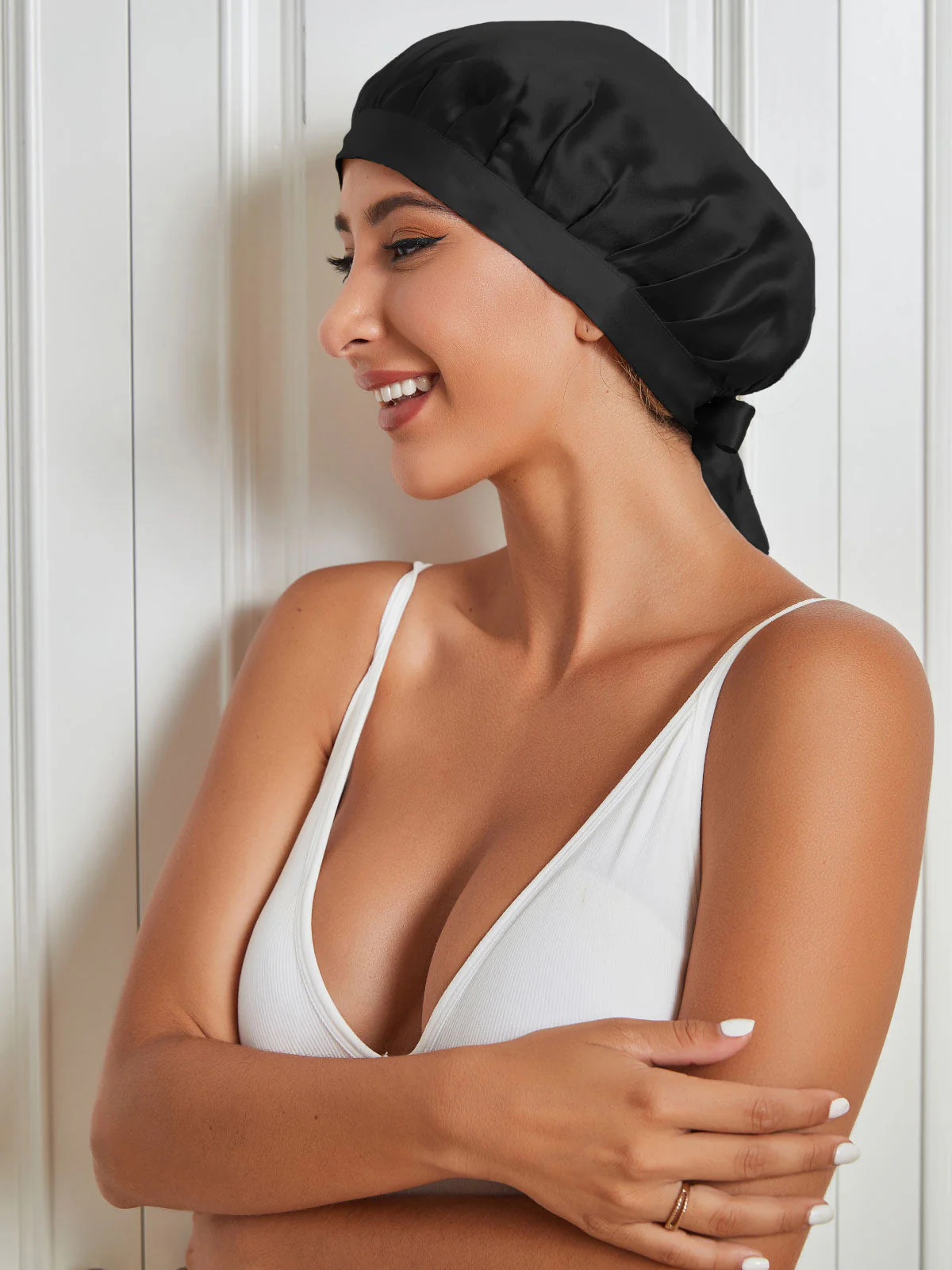 Pure Silk Classic Bonnet with Ribbons - Image 5