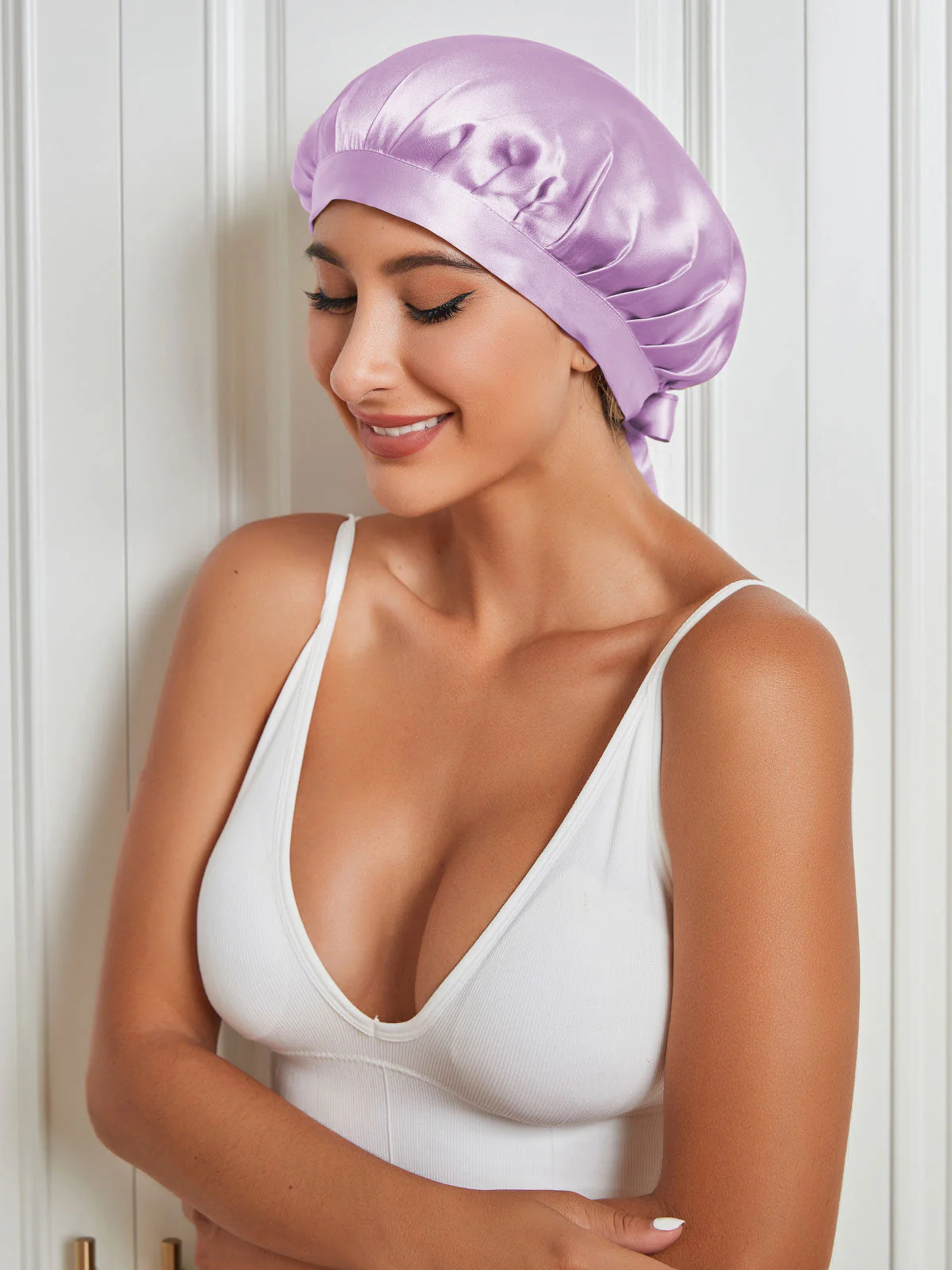 Pure Silk Classic Bonnet with Ribbons - Image 58