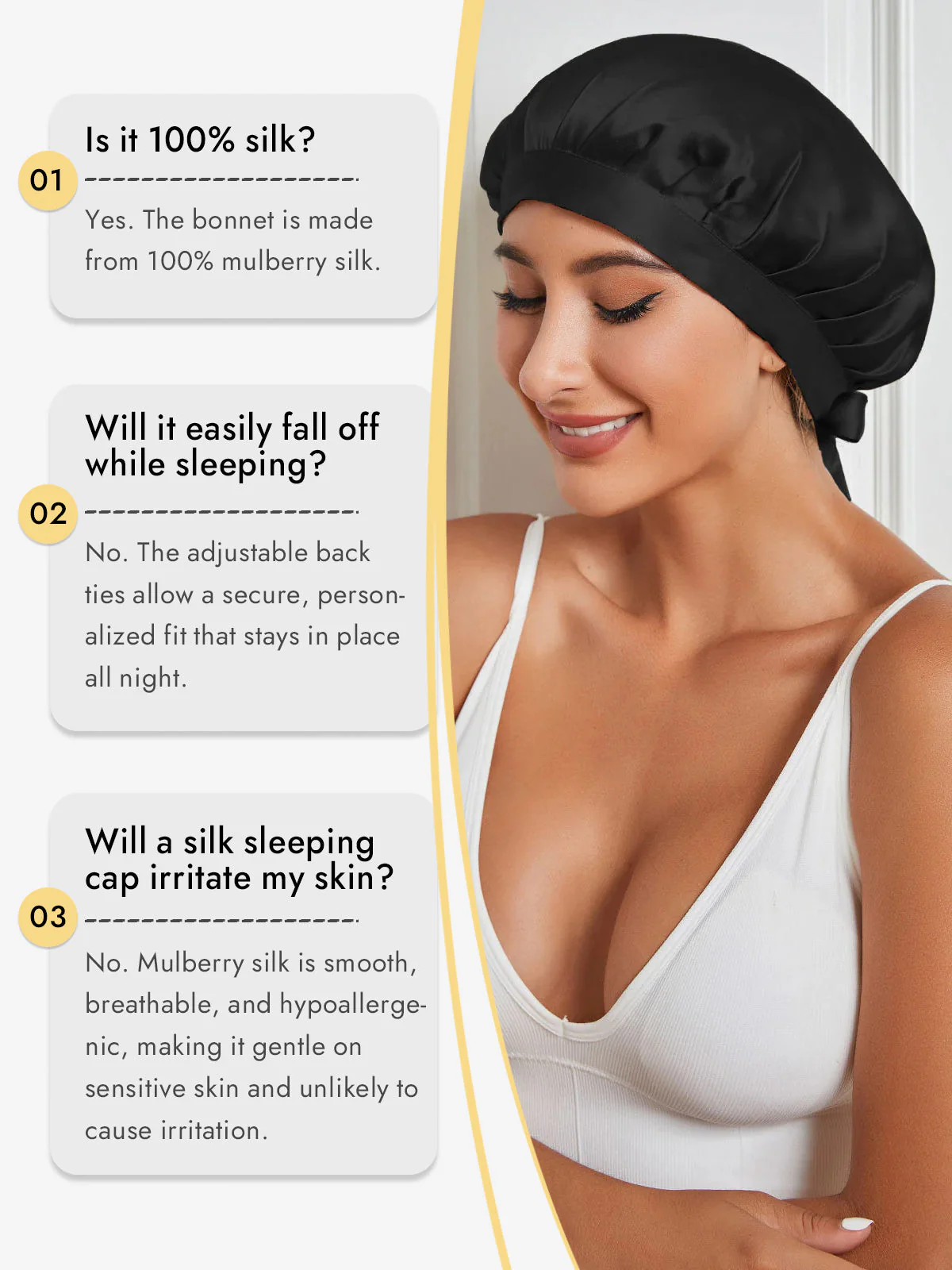 Pure Silk Classic Bonnet with Ribbons - Image 12