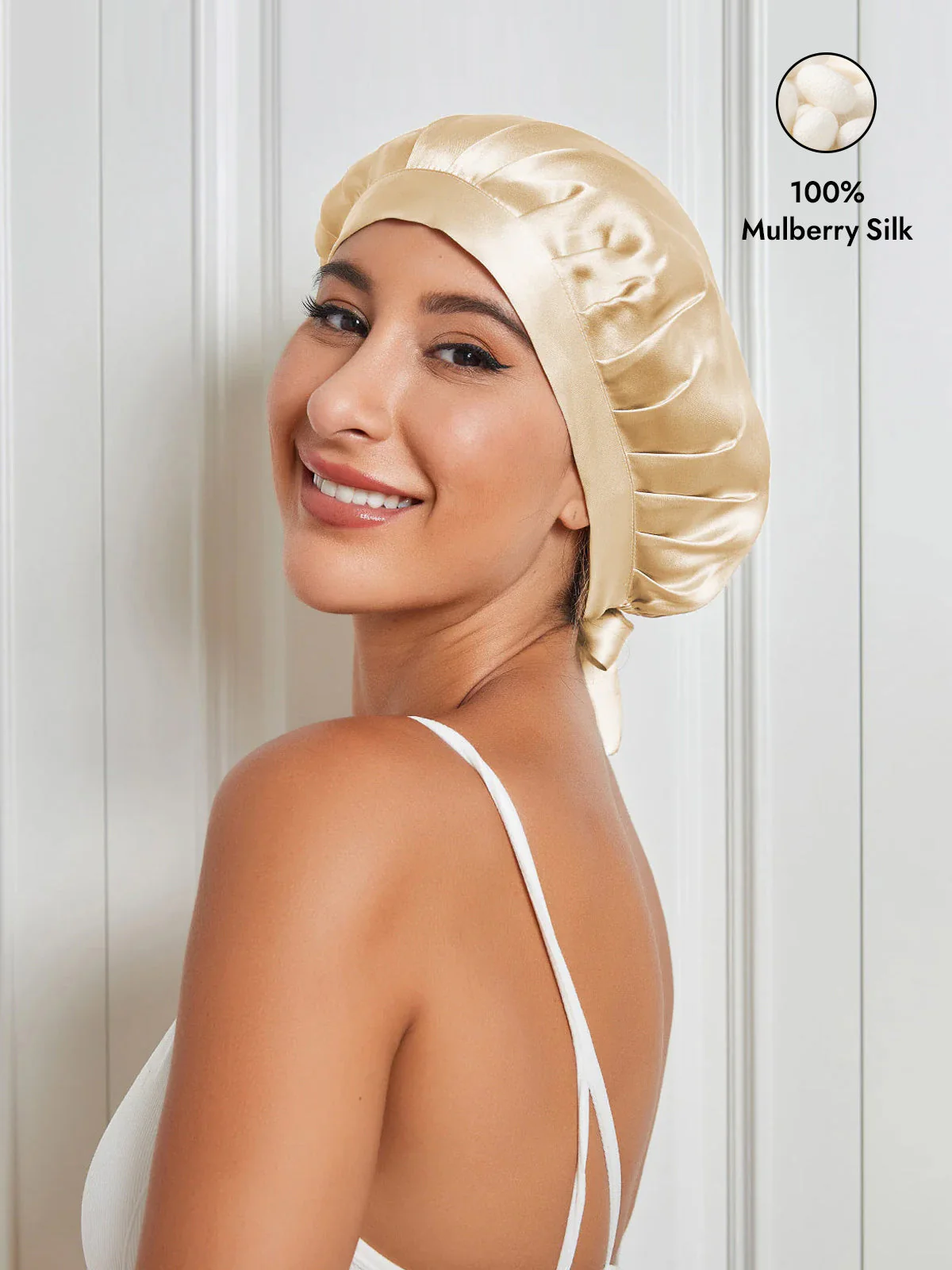 Pure Silk Classic Bonnet with Ribbons - Image 13