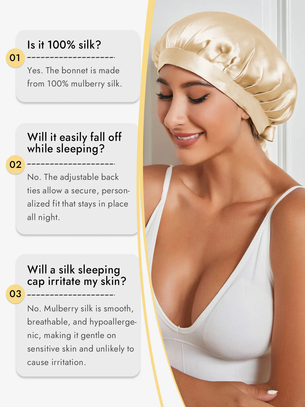 Pure Silk Classic Bonnet with Ribbons - Image 18