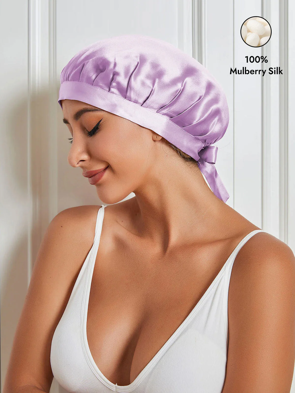 Pure Silk Classic Bonnet with Ribbons - Image 19