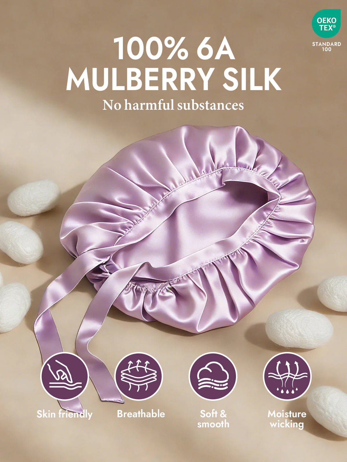 Pure Silk Classic Bonnet with Ribbons - Image 20