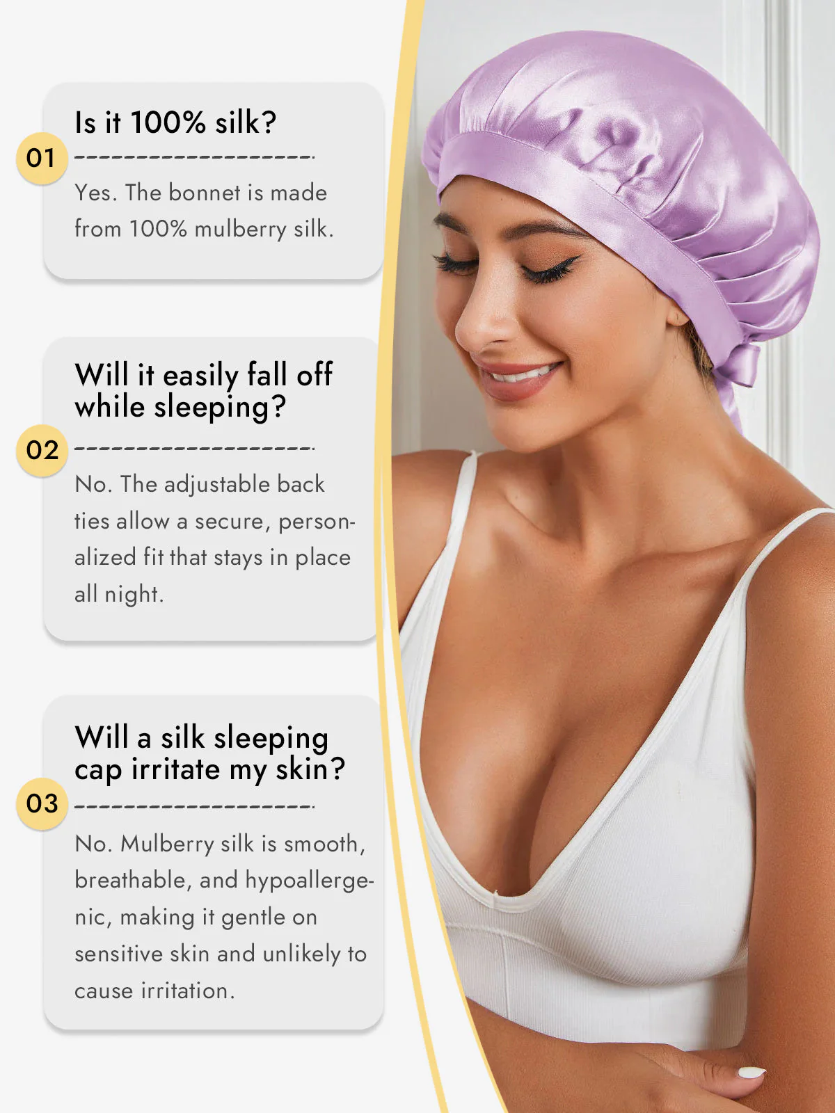 Pure Silk Classic Bonnet with Ribbons - Image 24