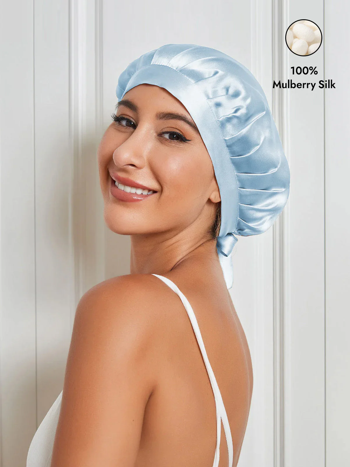 Pure Silk Classic Bonnet with Ribbons - Image 25