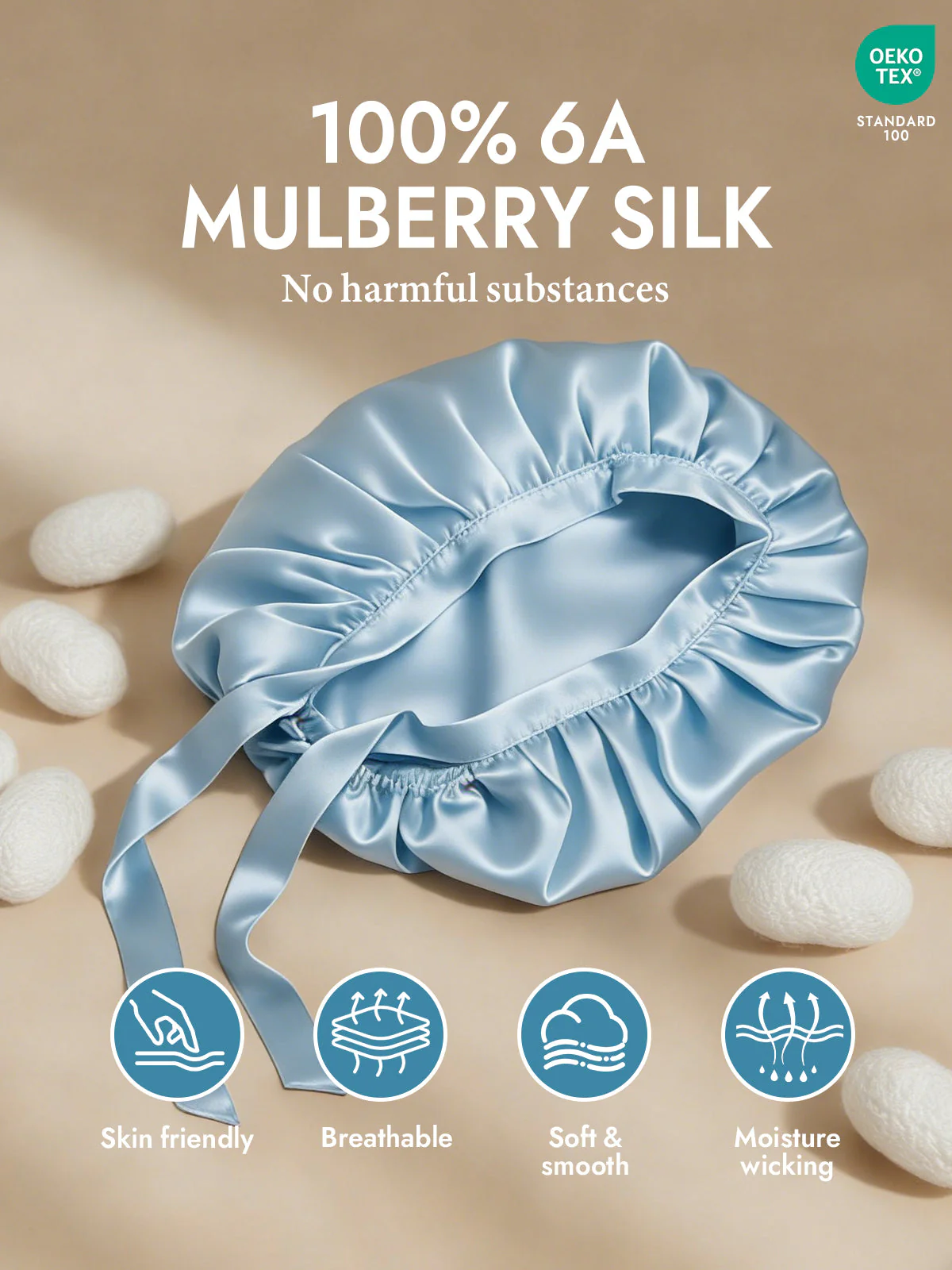 Pure Silk Classic Bonnet with Ribbons - Image 26