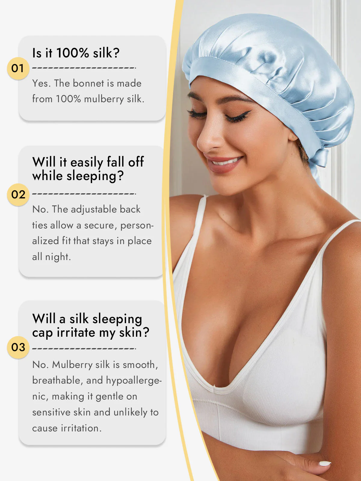 Pure Silk Classic Bonnet with Ribbons - Image 30