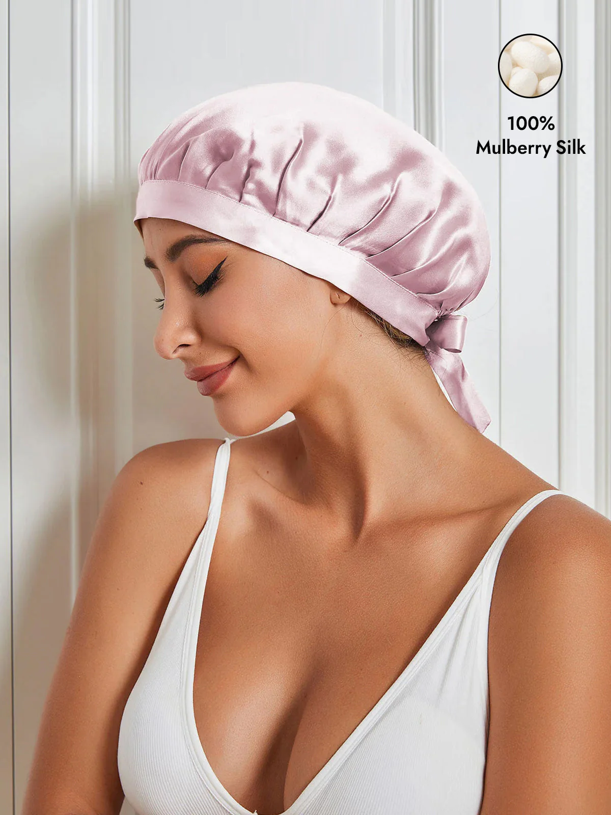 Pure Silk Classic Bonnet with Ribbons - Image 31