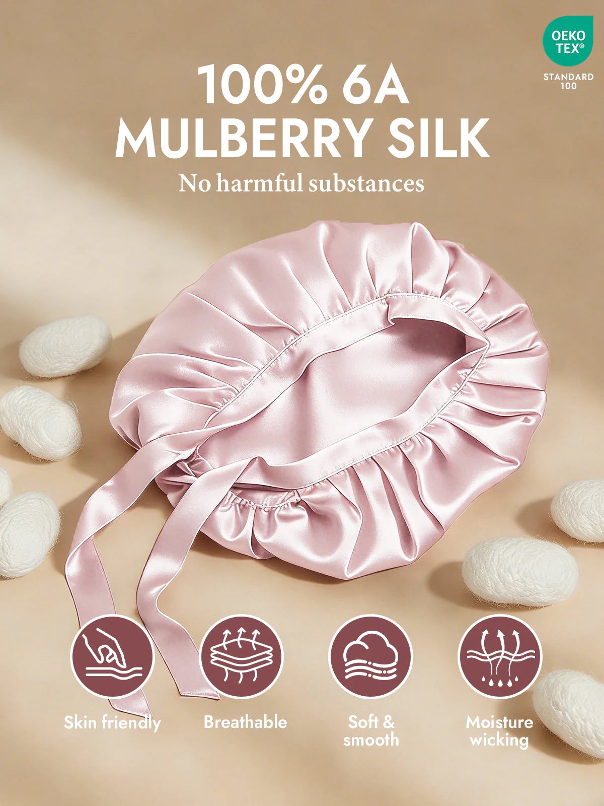 Pure Silk Classic Bonnet with Ribbons - Image 32