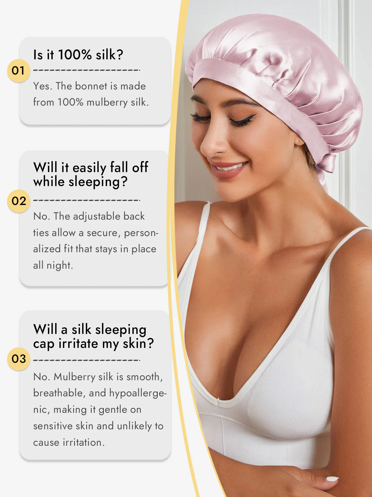 Pure Silk Classic Bonnet with Ribbons - Image 36