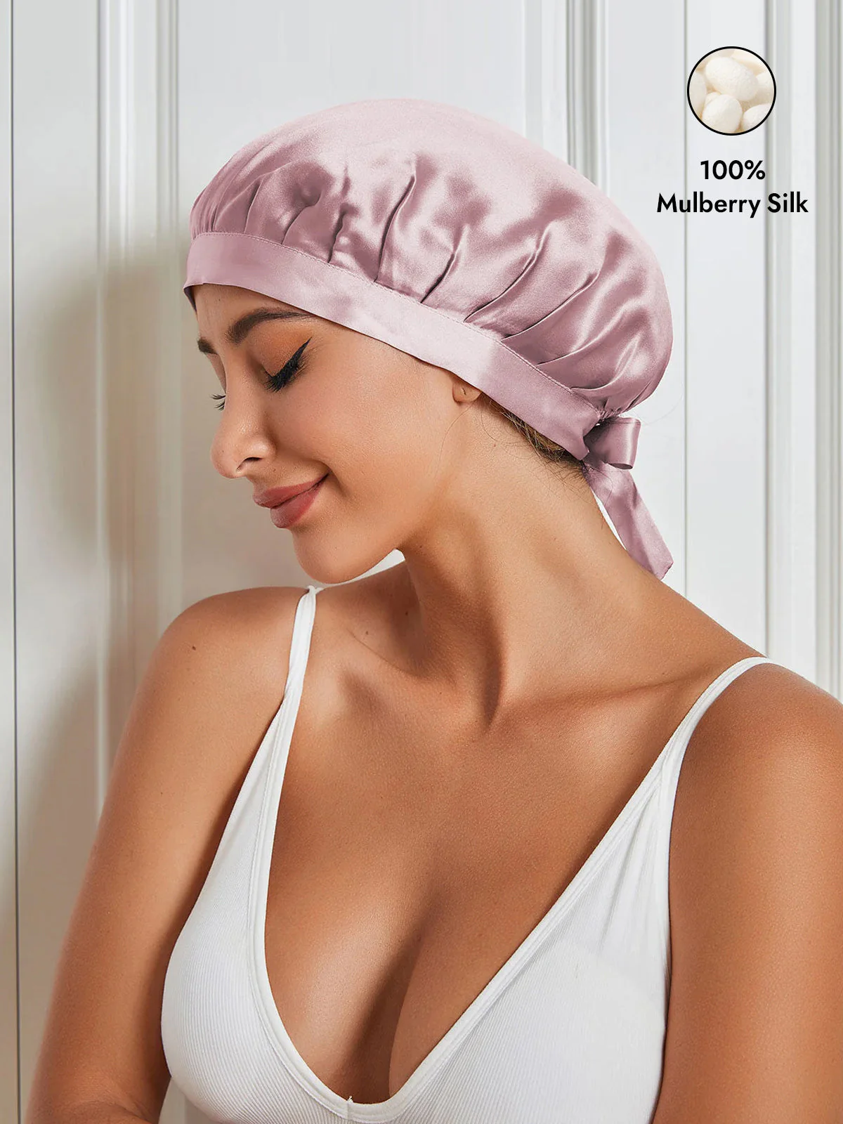 Pure Silk Classic Bonnet with Ribbons - Image 37
