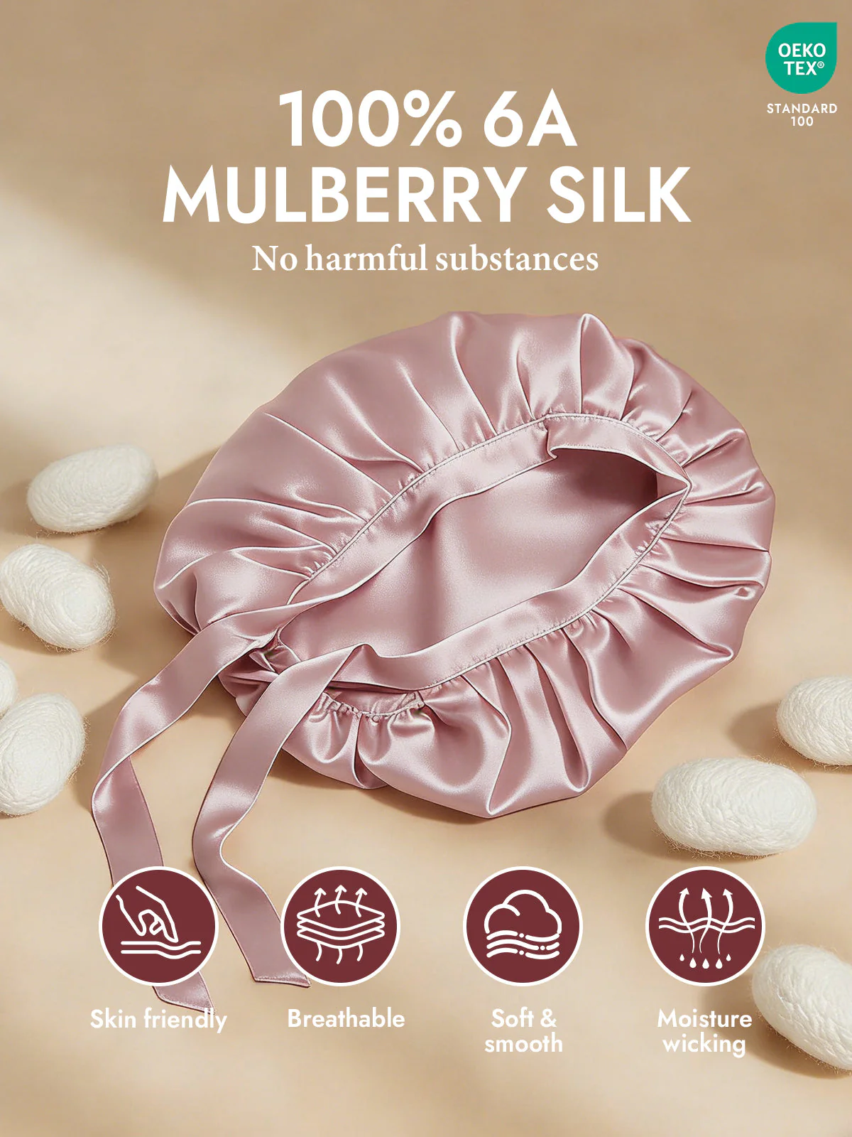 Pure Silk Classic Bonnet with Ribbons - Image 38