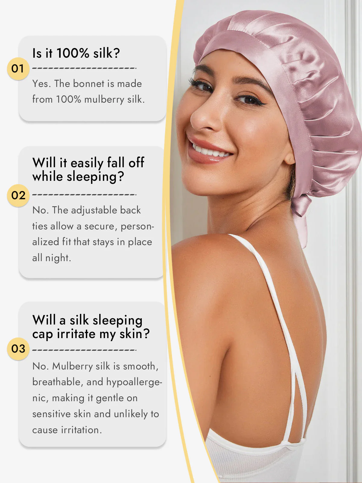 Pure Silk Classic Bonnet with Ribbons - Image 42