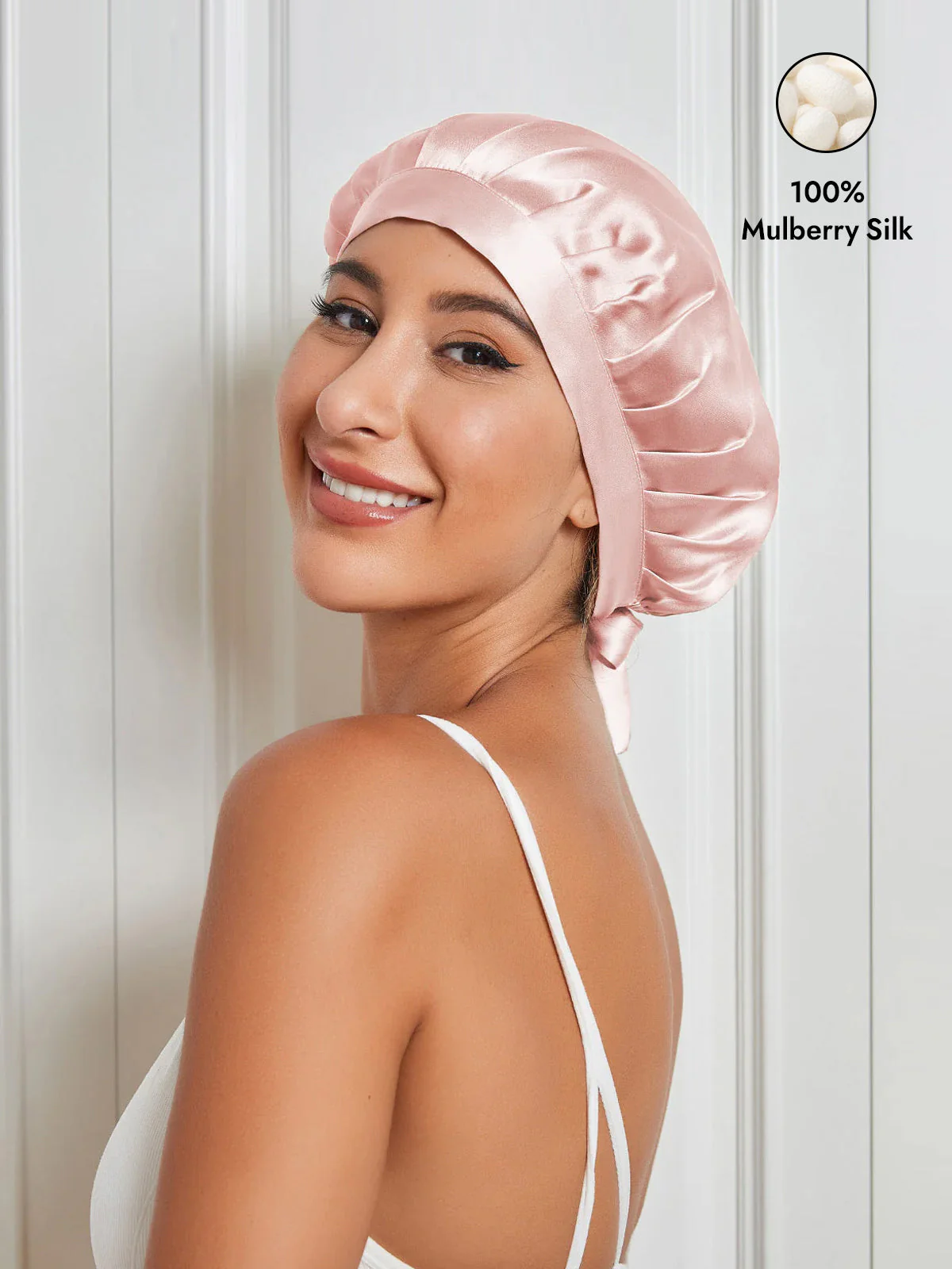 Pure Silk Classic Bonnet with Ribbons - Image 43