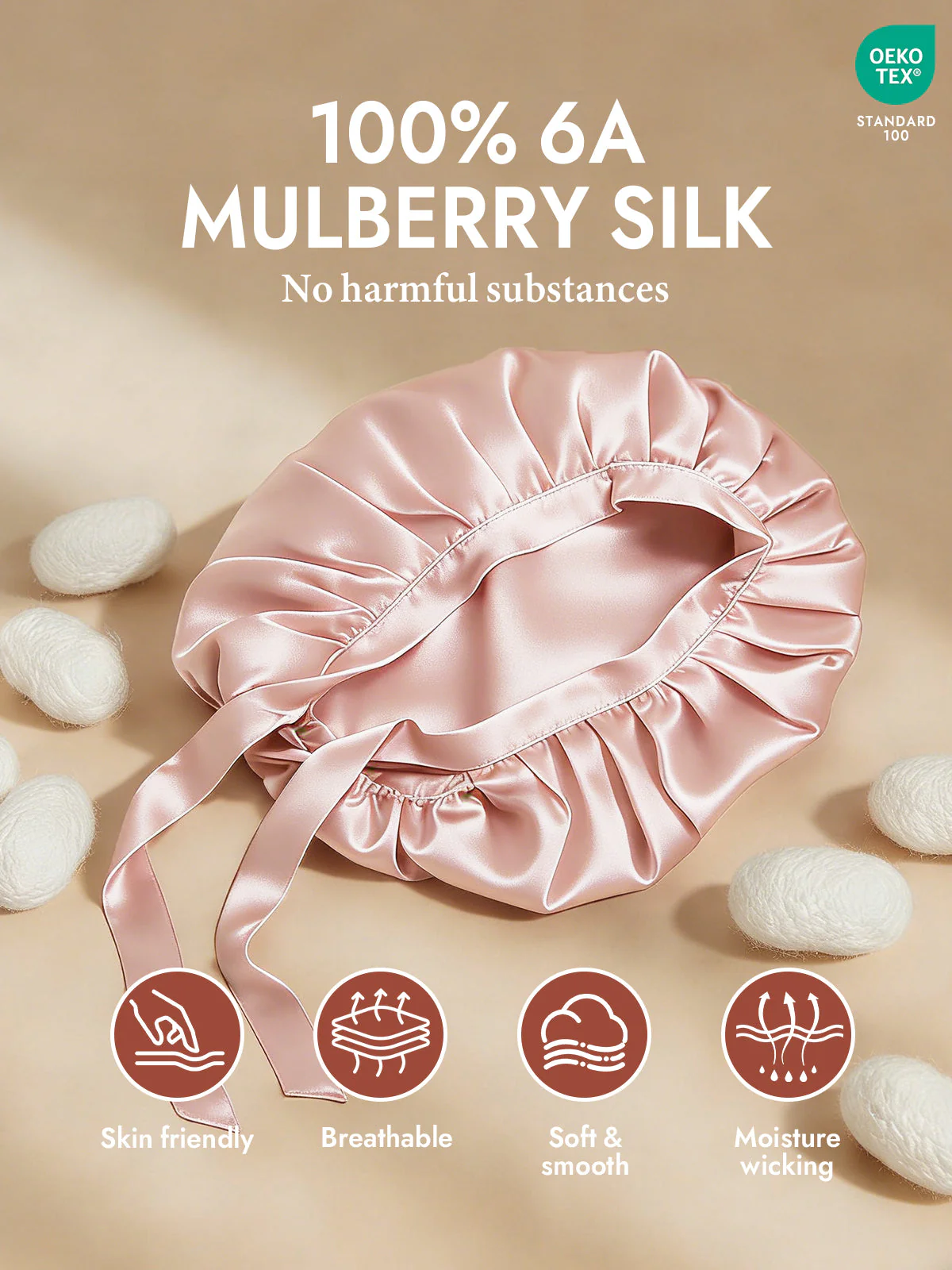 Pure Silk Classic Bonnet with Ribbons - Image 44