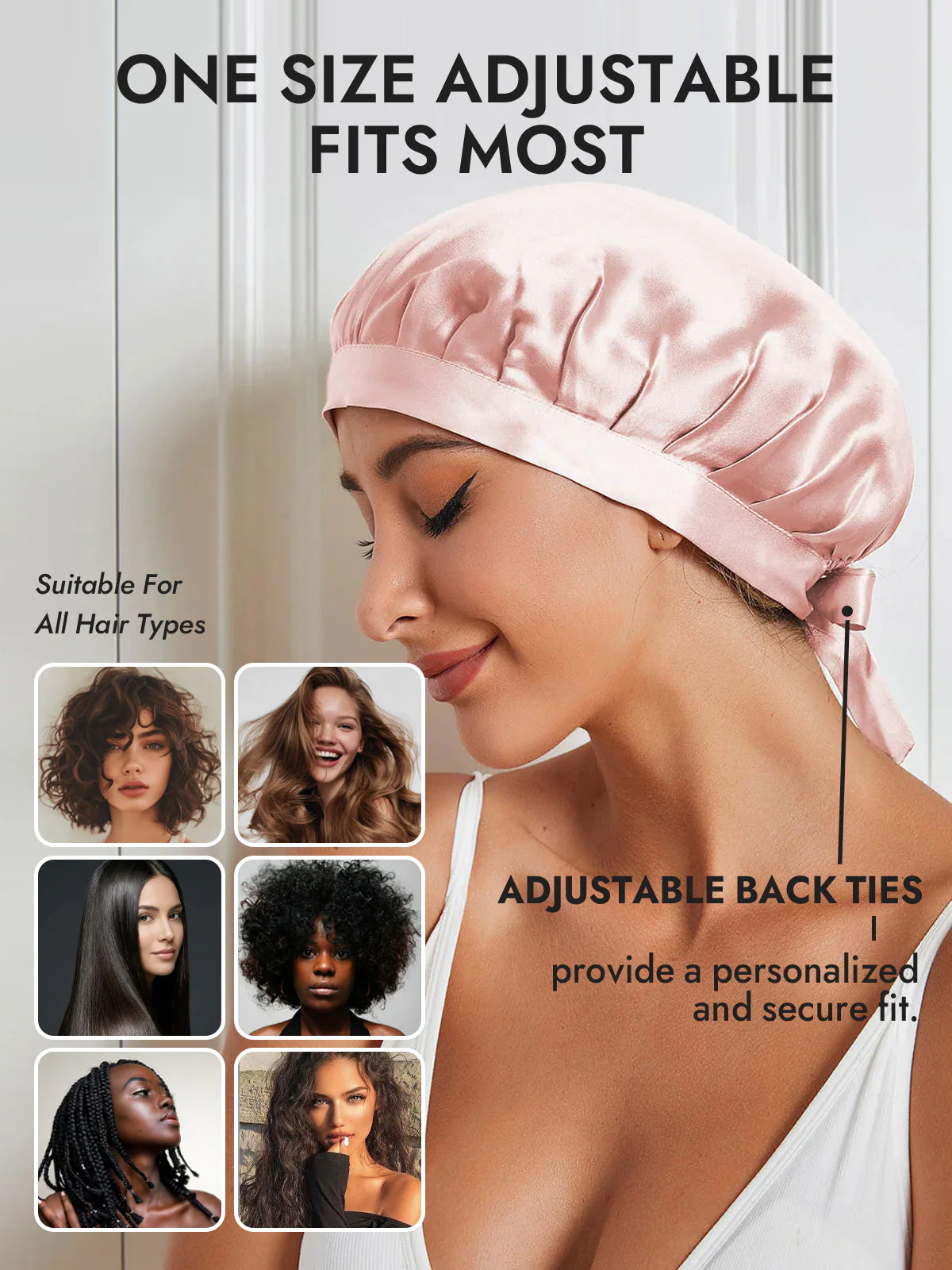 Pure Silk Classic Bonnet with Ribbons - Image 47