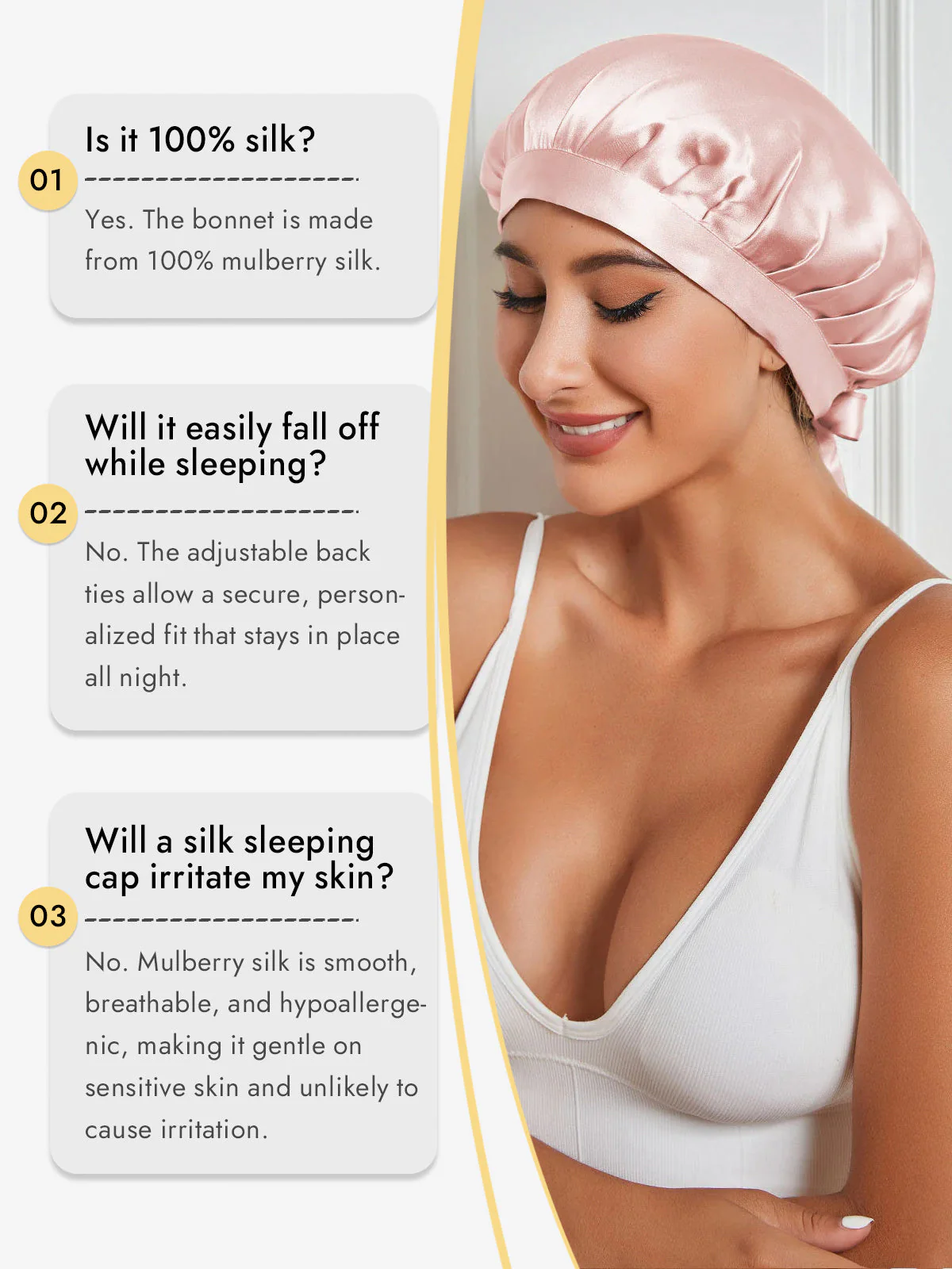 Pure Silk Classic Bonnet with Ribbons - Image 48