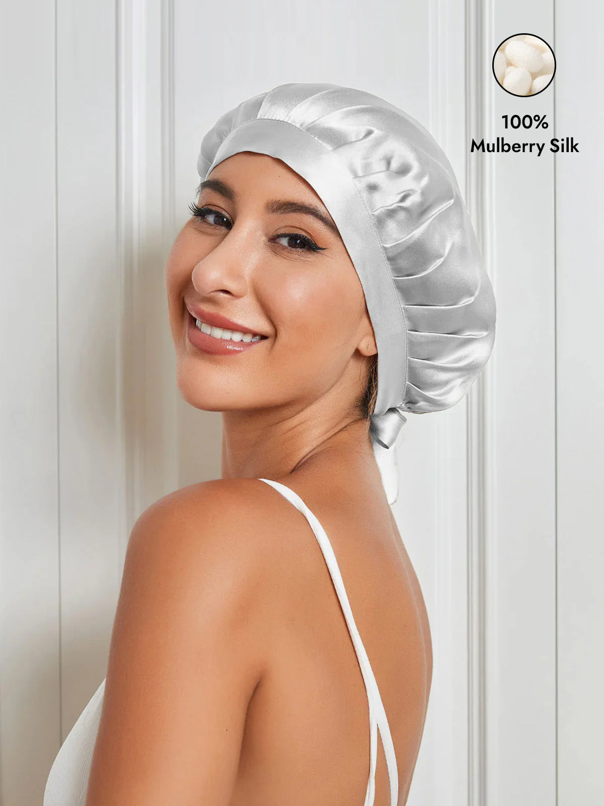 Pure Silk Classic Bonnet with Ribbons - Image 49