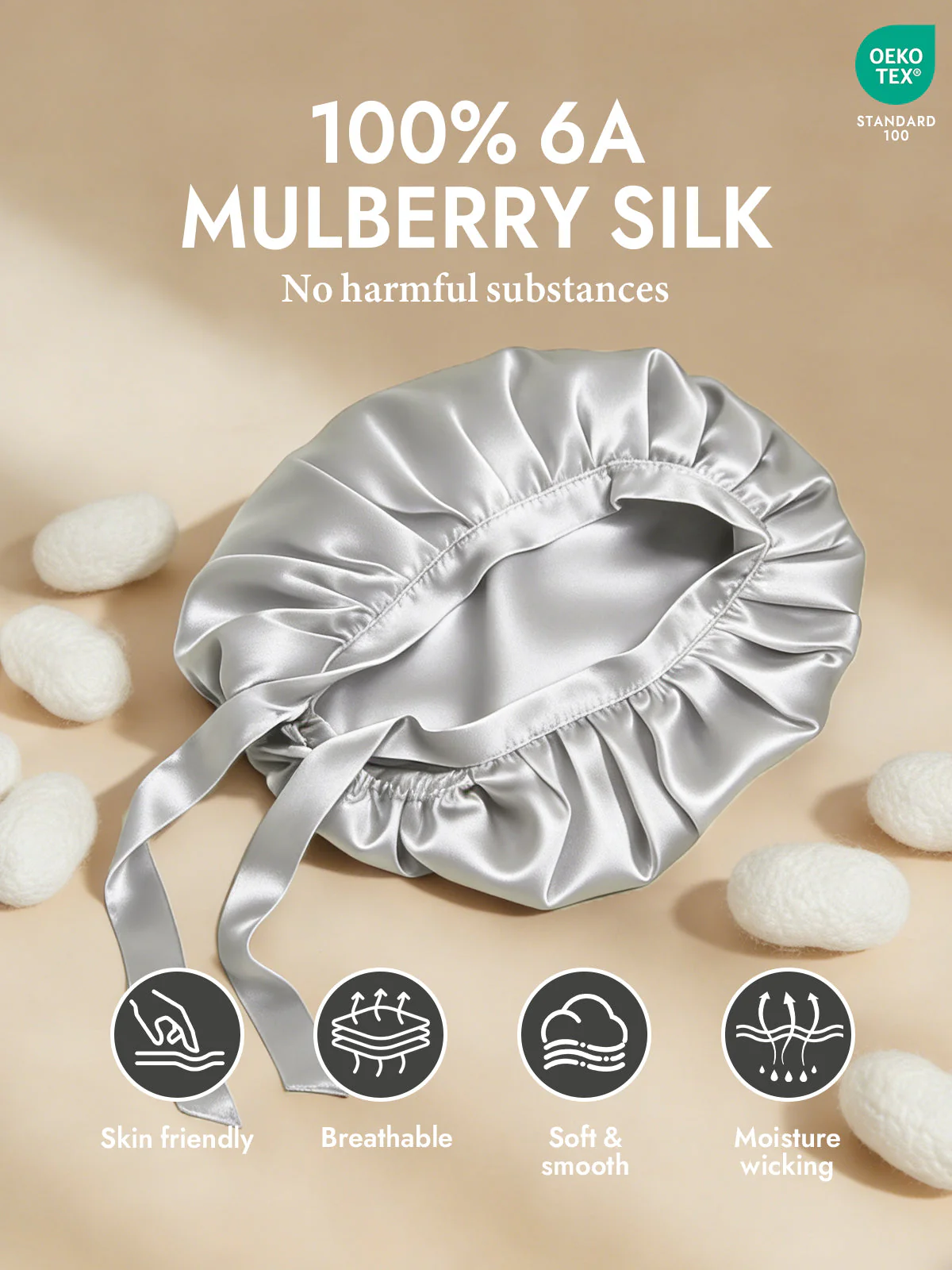 Pure Silk Classic Bonnet with Ribbons - Image 50