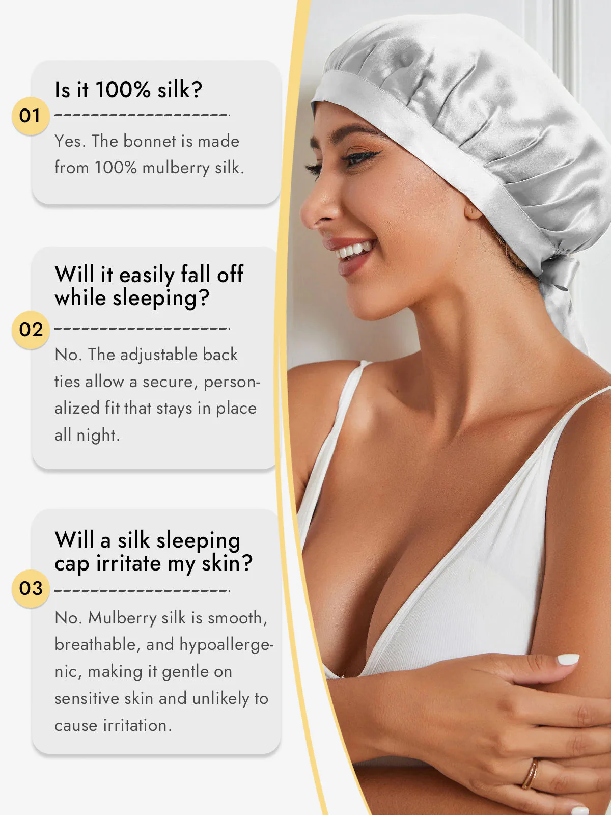 Pure Silk Classic Bonnet with Ribbons - Image 54