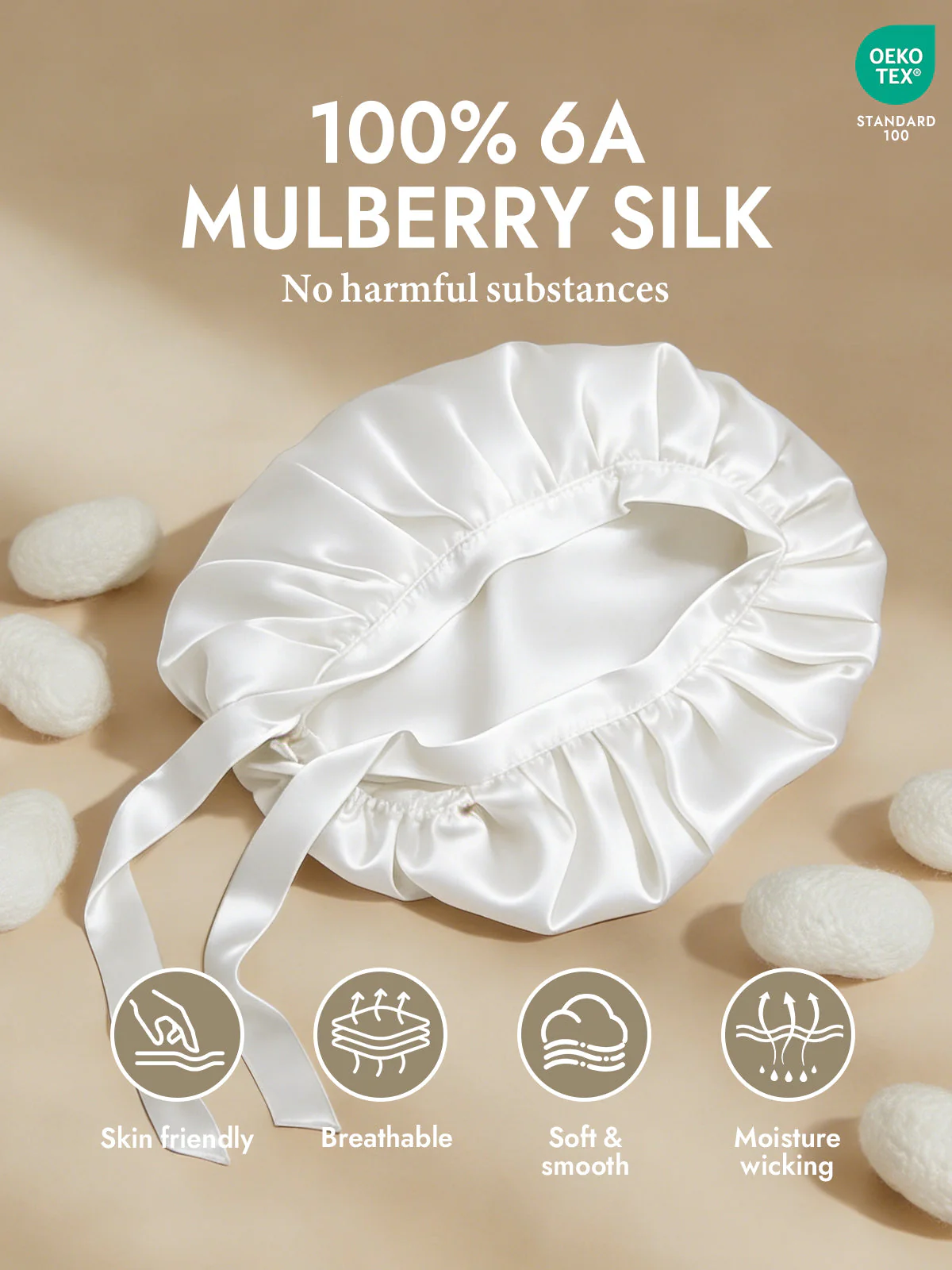 Pure Silk Classic Bonnet with Ribbons - Image 56