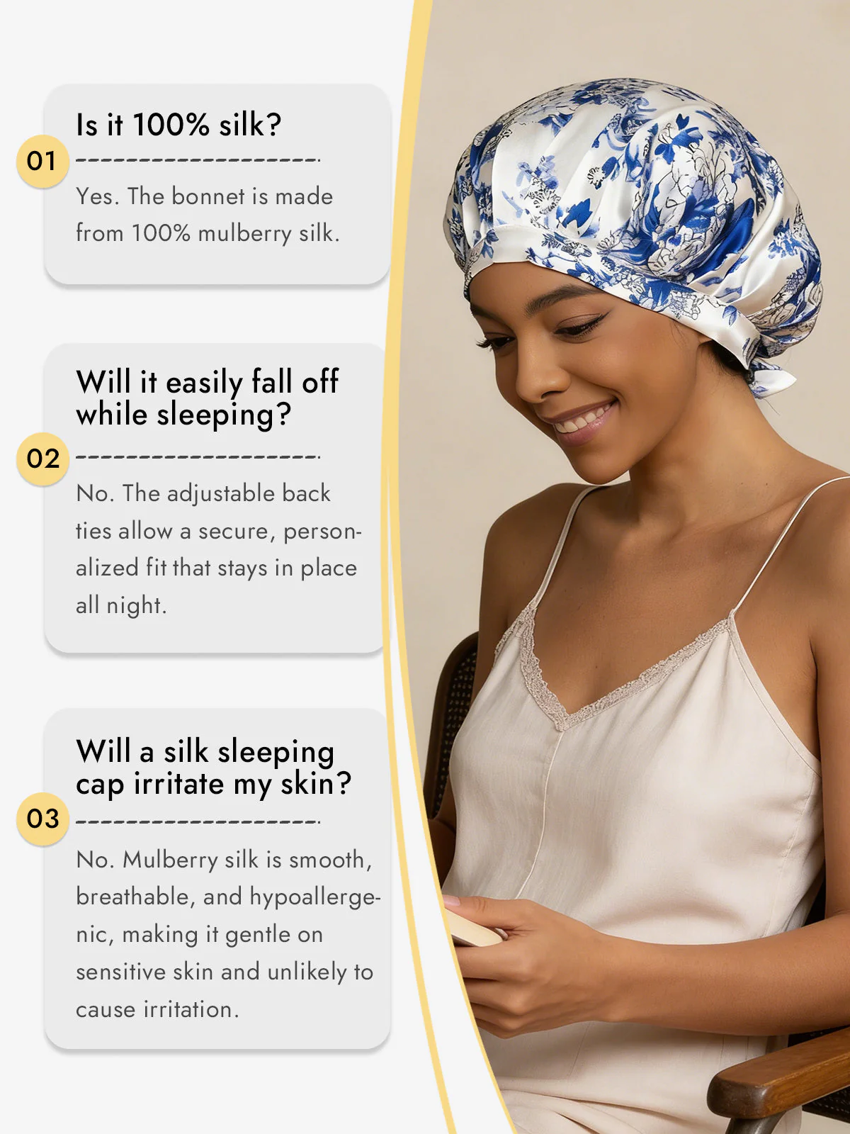 Pure Silk Classic Bonnet with Ribbons - Image 6