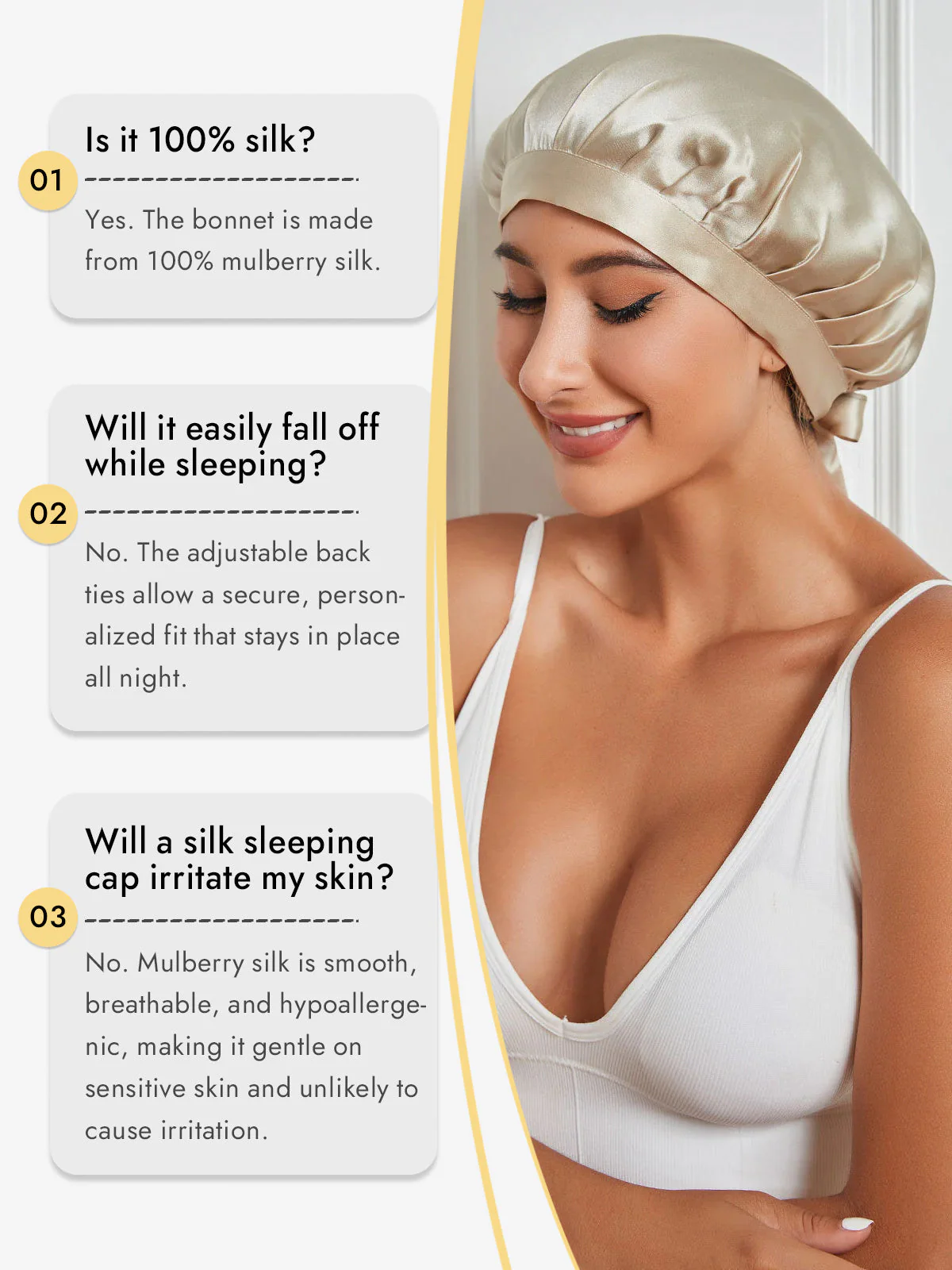 Pure Silk Classic Bonnet with Ribbons - Image 66