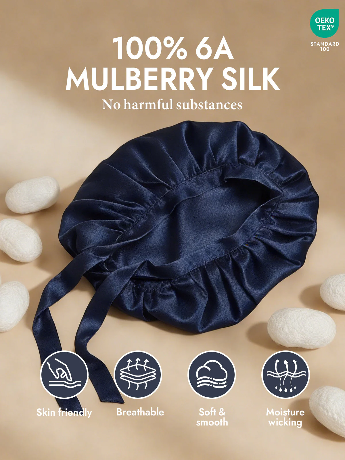 Pure Silk Classic Bonnet with Ribbons - Image 68