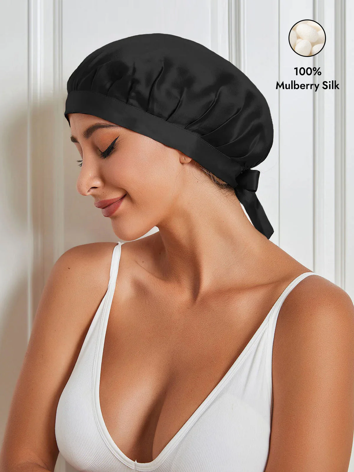Pure Silk Classic Bonnet with Ribbons - Image 7