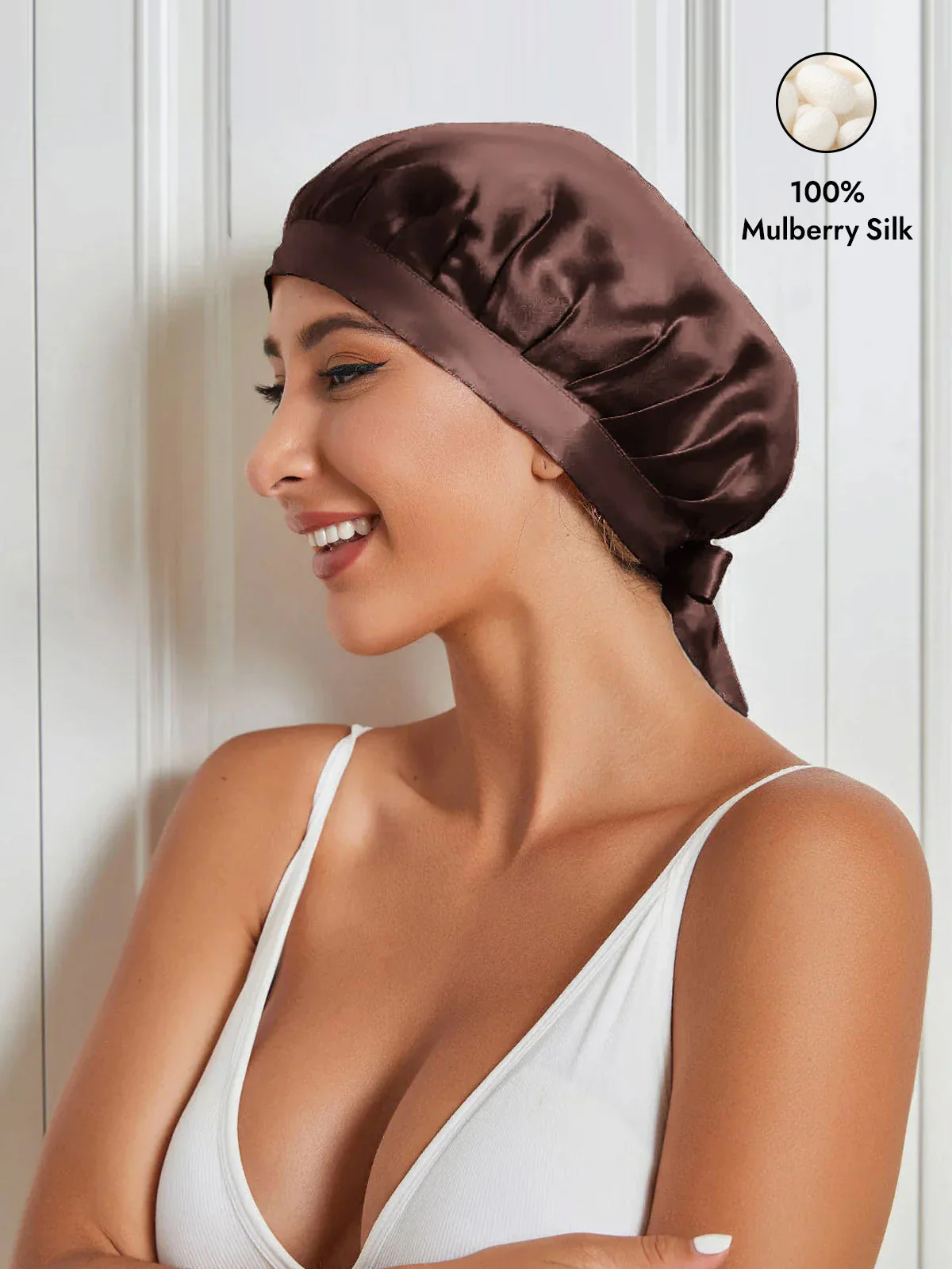 Pure Silk Classic Bonnet with Ribbons - Image 73