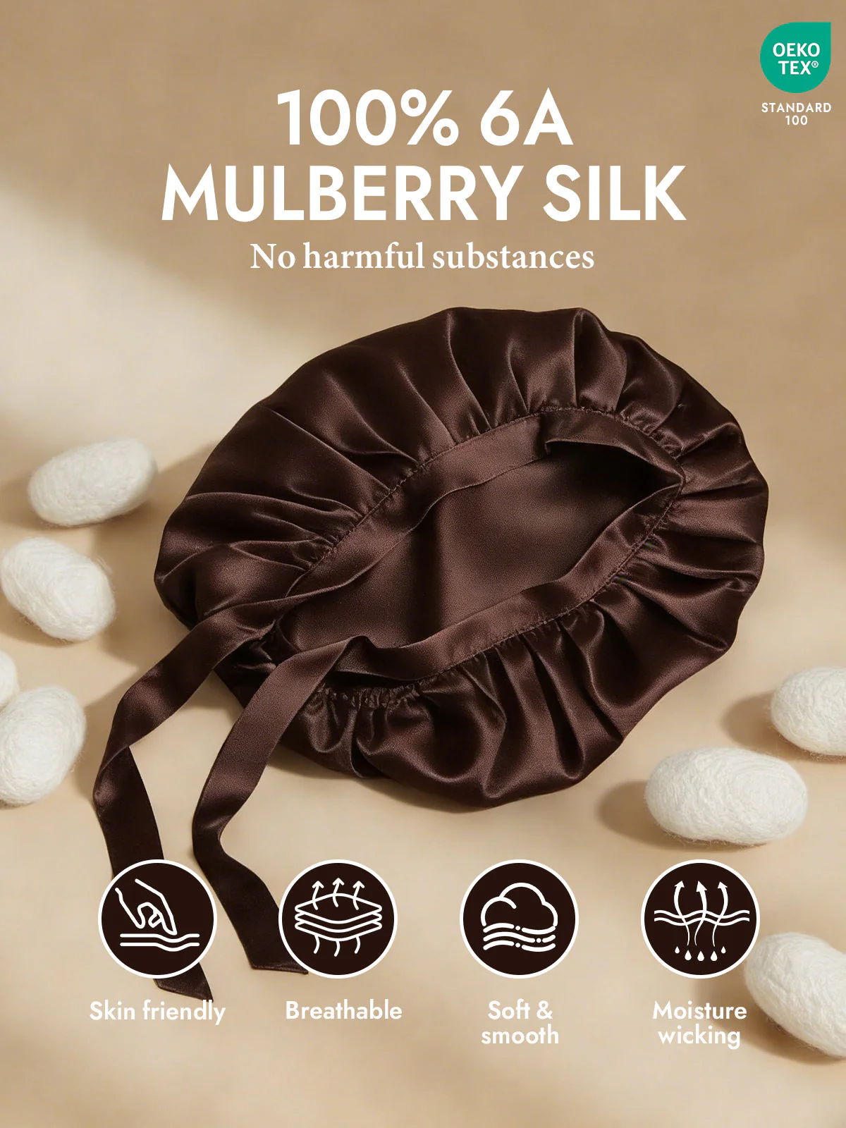 Pure Silk Classic Bonnet with Ribbons - Image 74
