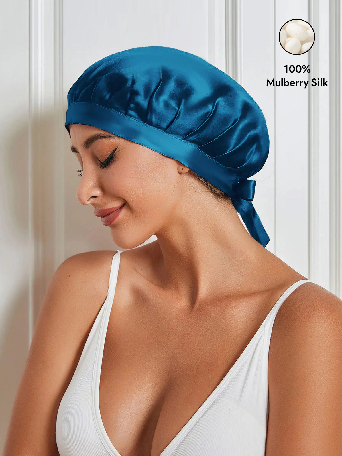 Pure Silk Classic Bonnet with Ribbons - Image 79