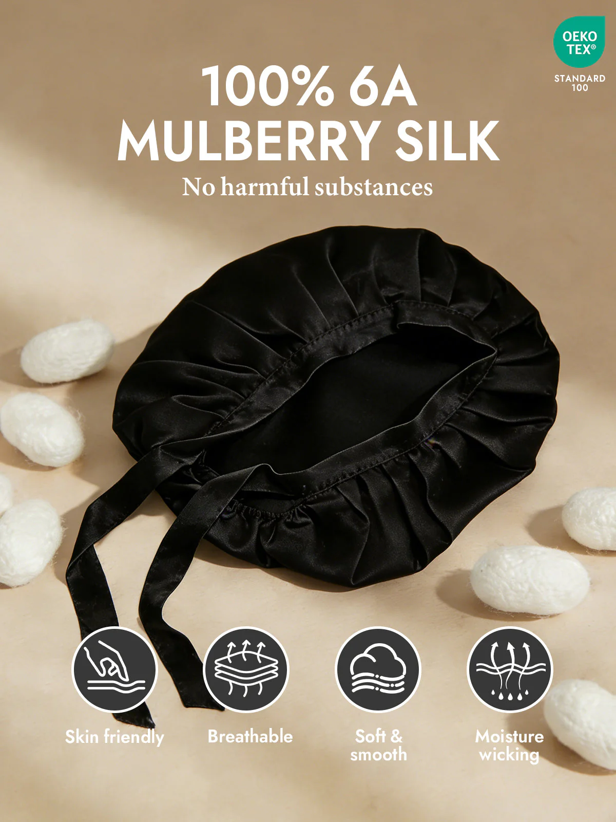 Pure Silk Classic Bonnet with Ribbons - Image 8