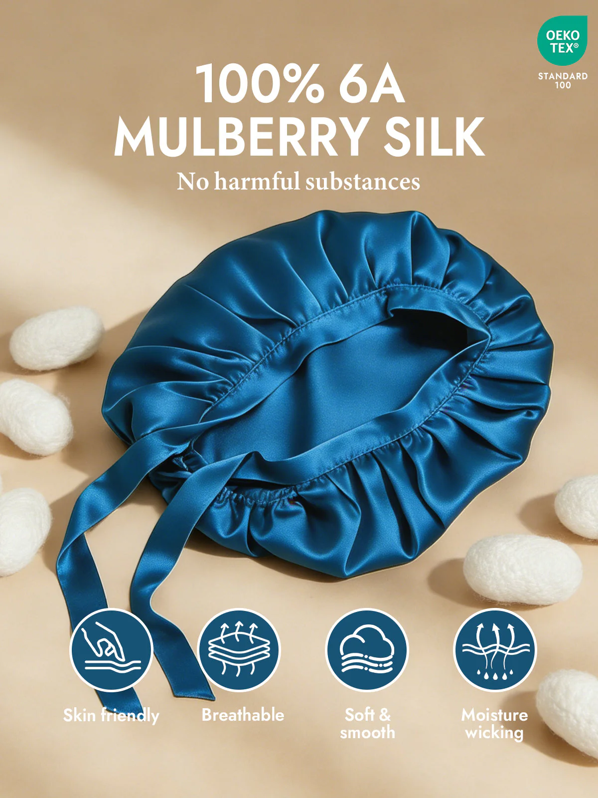Pure Silk Classic Bonnet with Ribbons - Image 80