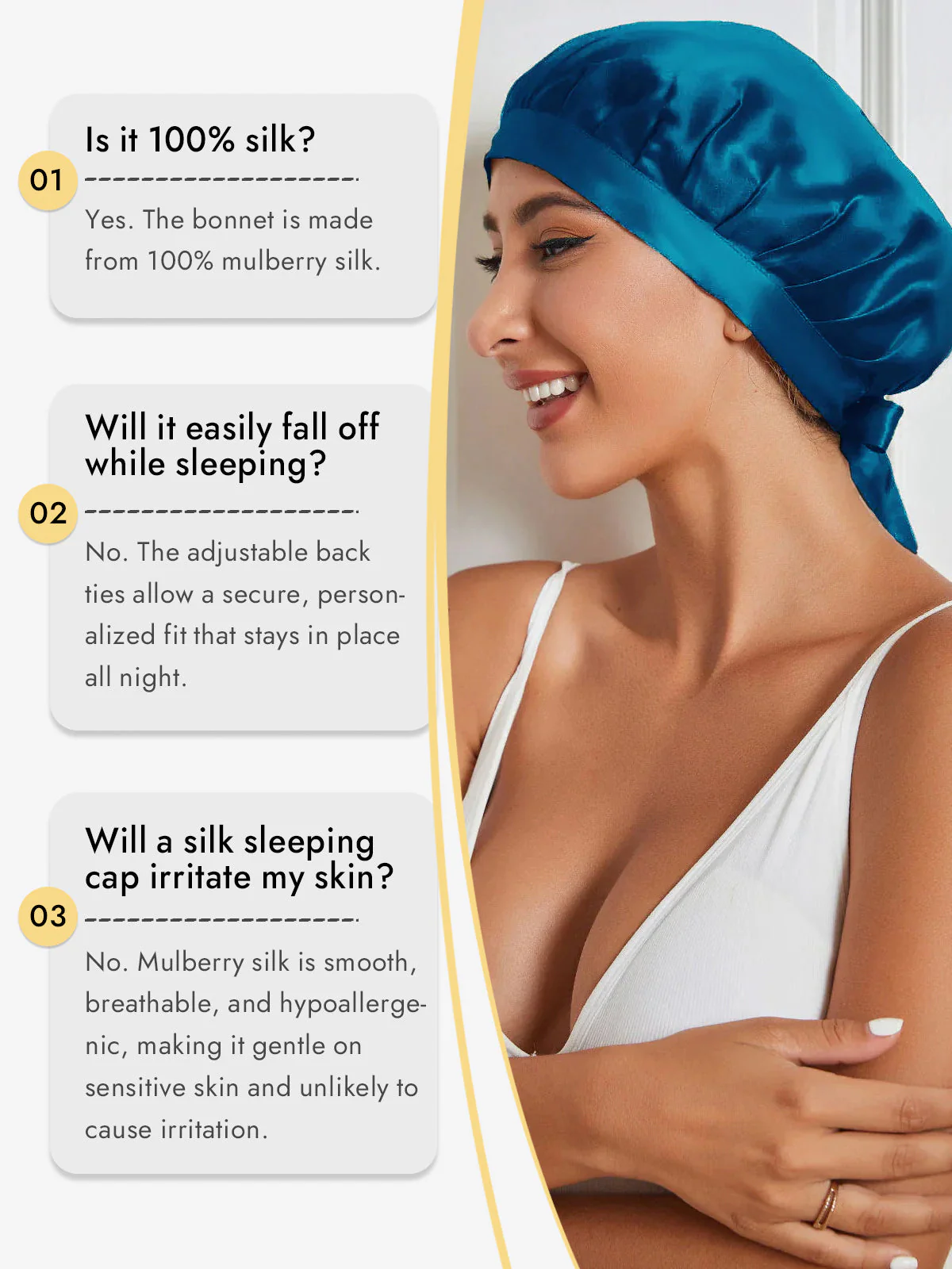 Pure Silk Classic Bonnet with Ribbons - Image 84