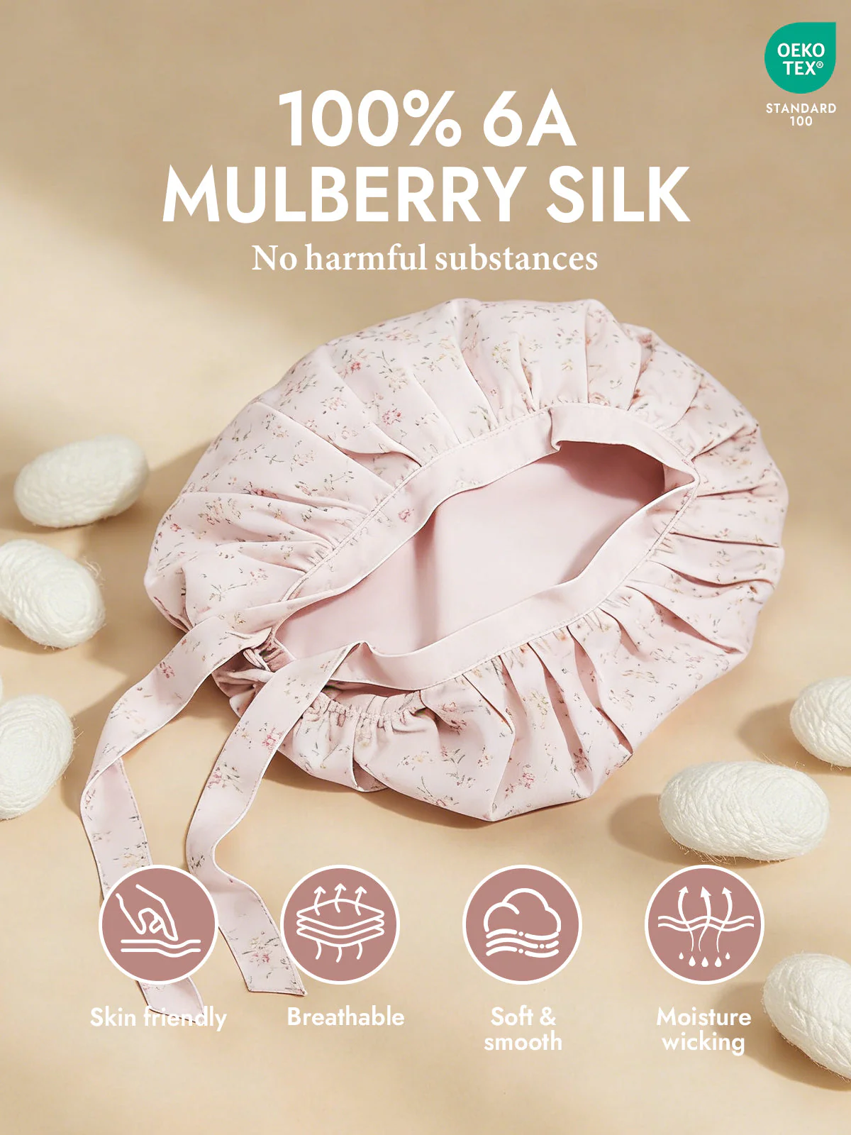Pure Silk Classic Bonnet with Ribbons - Image 92