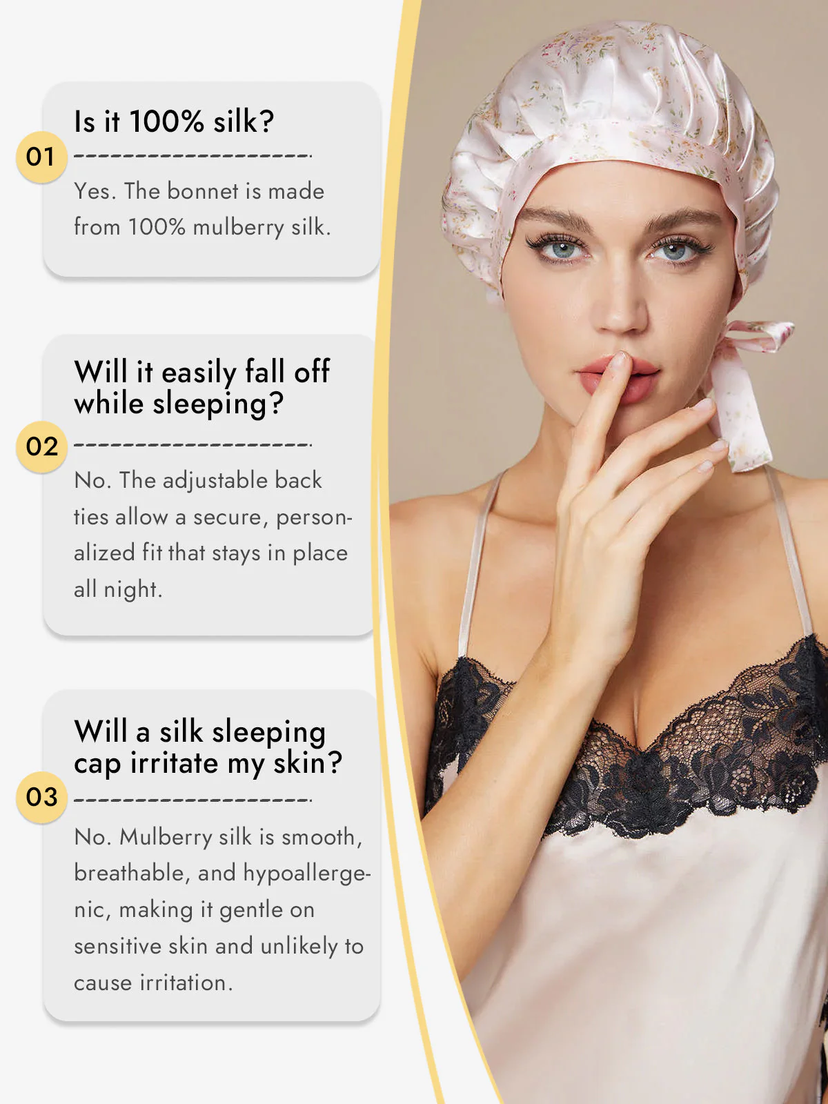 Pure Silk Classic Bonnet with Ribbons - Image 96